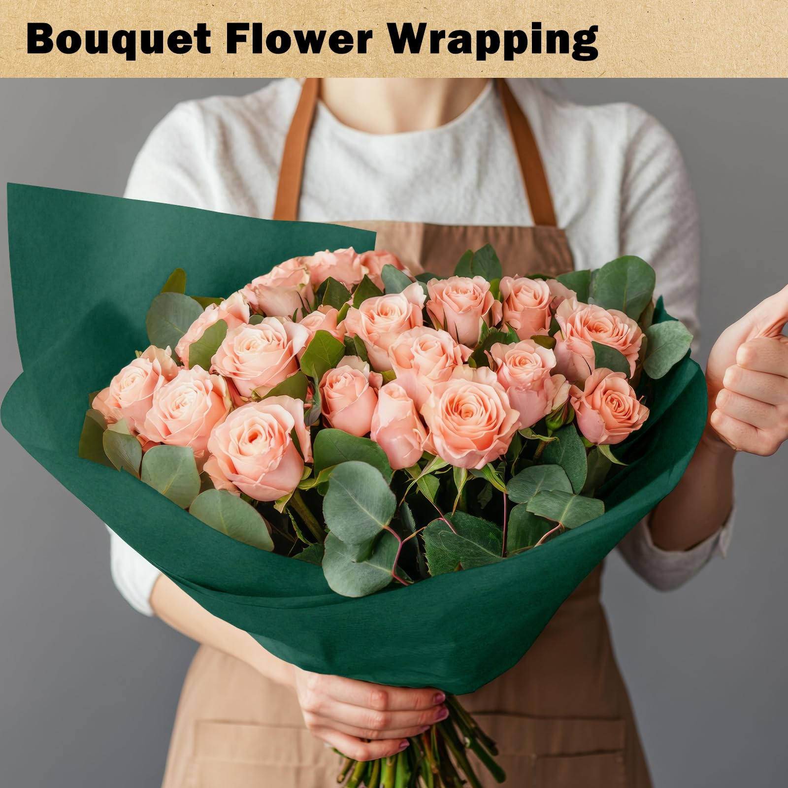 RUSPEPA Dark Green Kraft Wrapping Paper Roll 17.5x393in 80GSM Recyclable