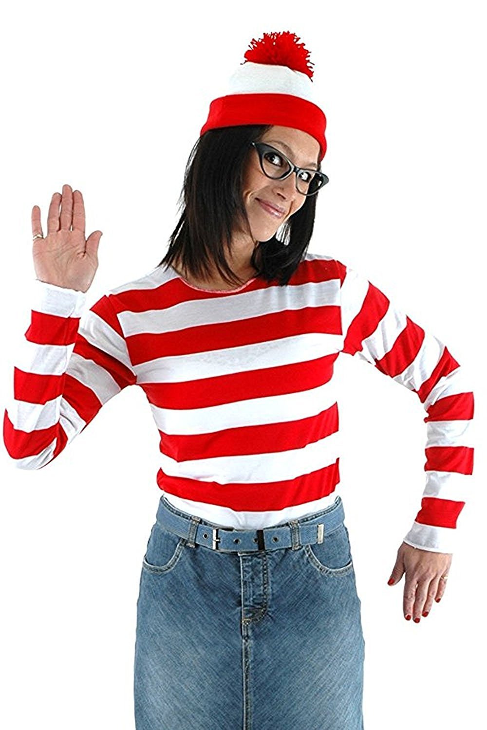 YOKIKIYO Halloween Cosplay Shirt Red White Striped Polyester Size S