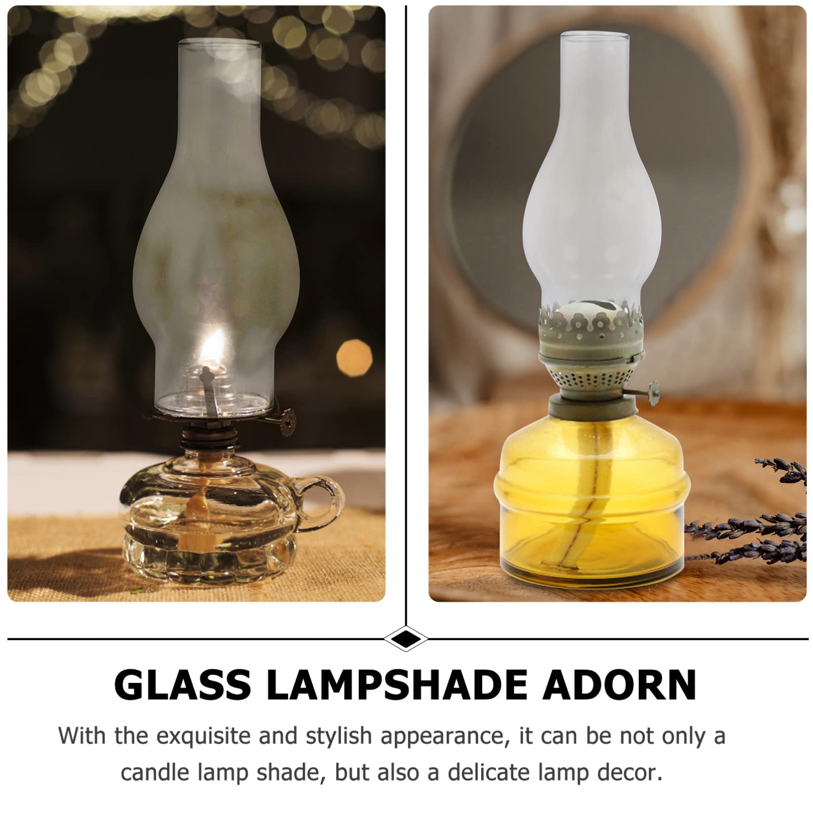 SEWACC Oil Lamp Chimney Clear Glass Replacement Hurricane Cover Transparent
