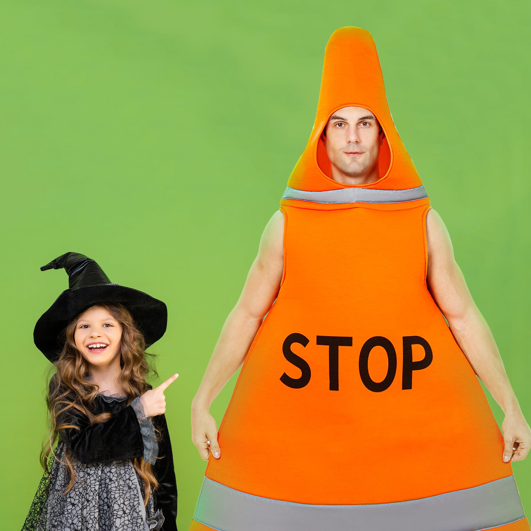 MISS FANTASY Traffic Cone Costume Adult Full Body Yellow Standard Size