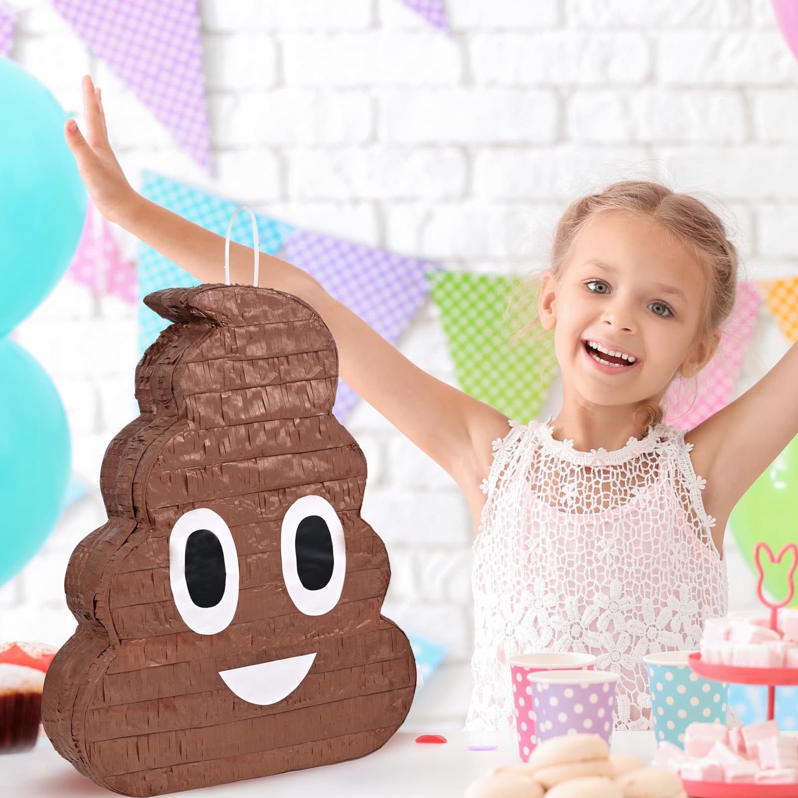 SWIMEE Poop Piñata Kids Birthday Party Decoration Brown 17.1x13.1x3.5 in