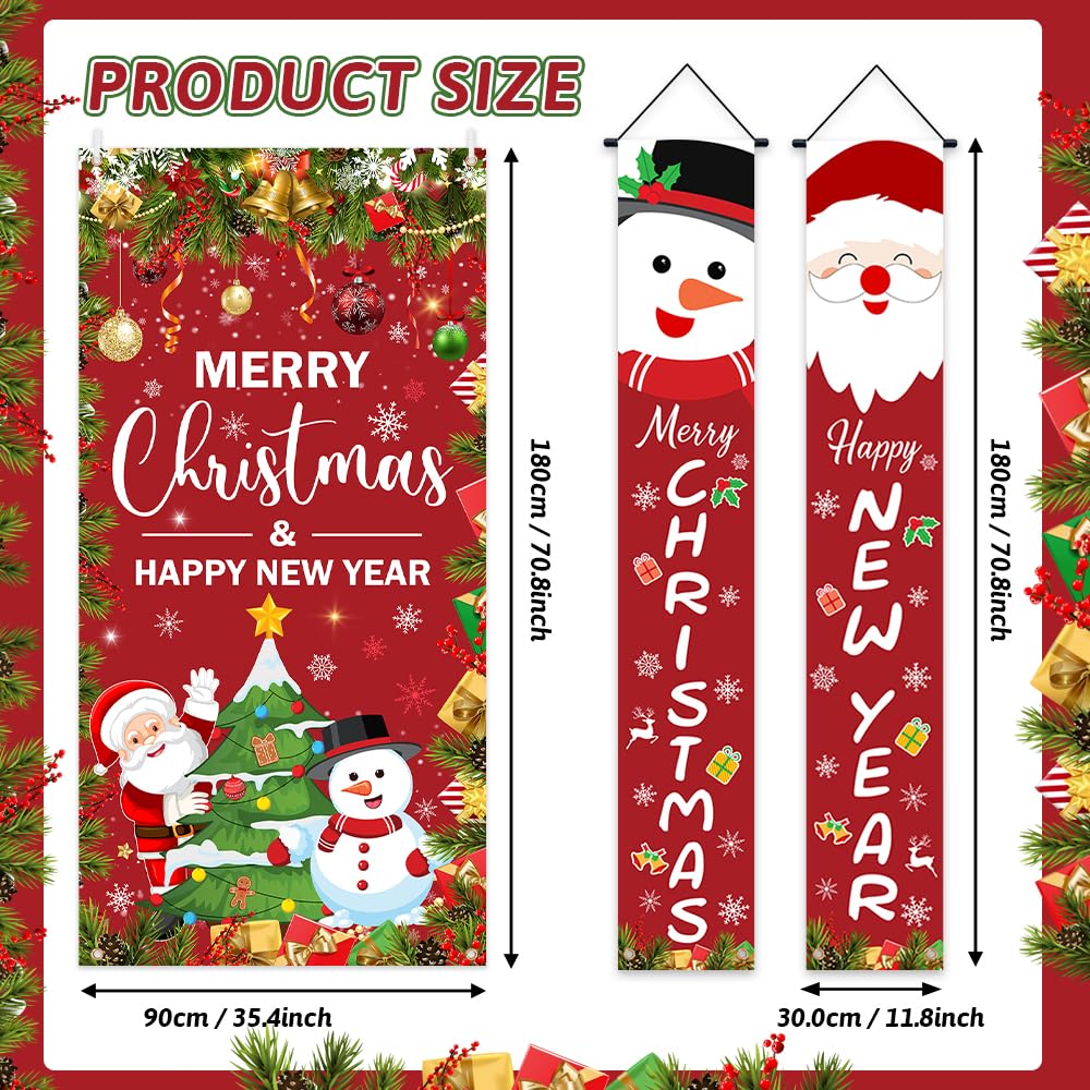 AIBIIN 3-Piece Christmas Door Banner Set, Polyester, 90 x 180 cm