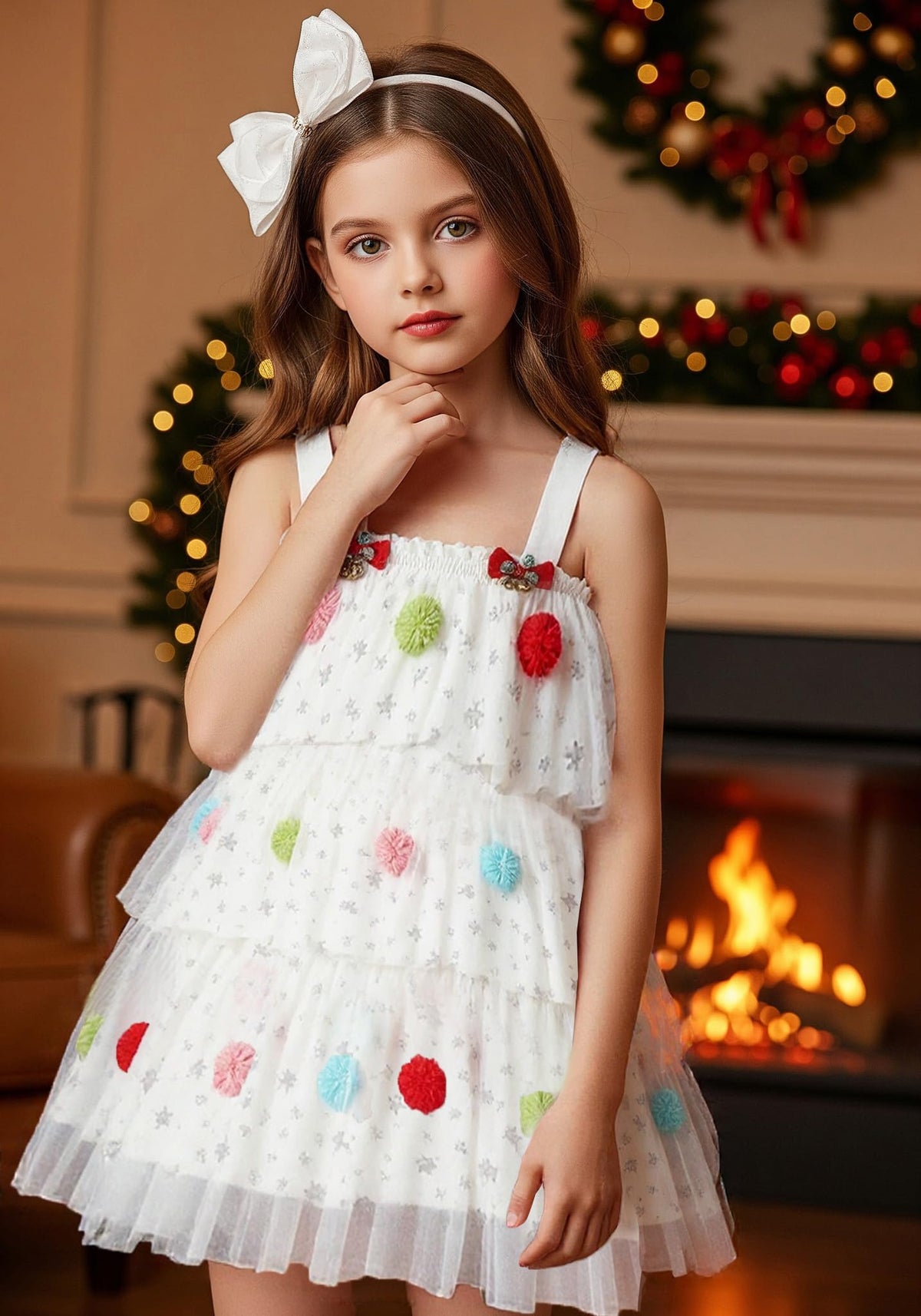 Noubeau Toddler Baby Girl Christmas Dress Star Sequin Layered Green Tutu Dresses