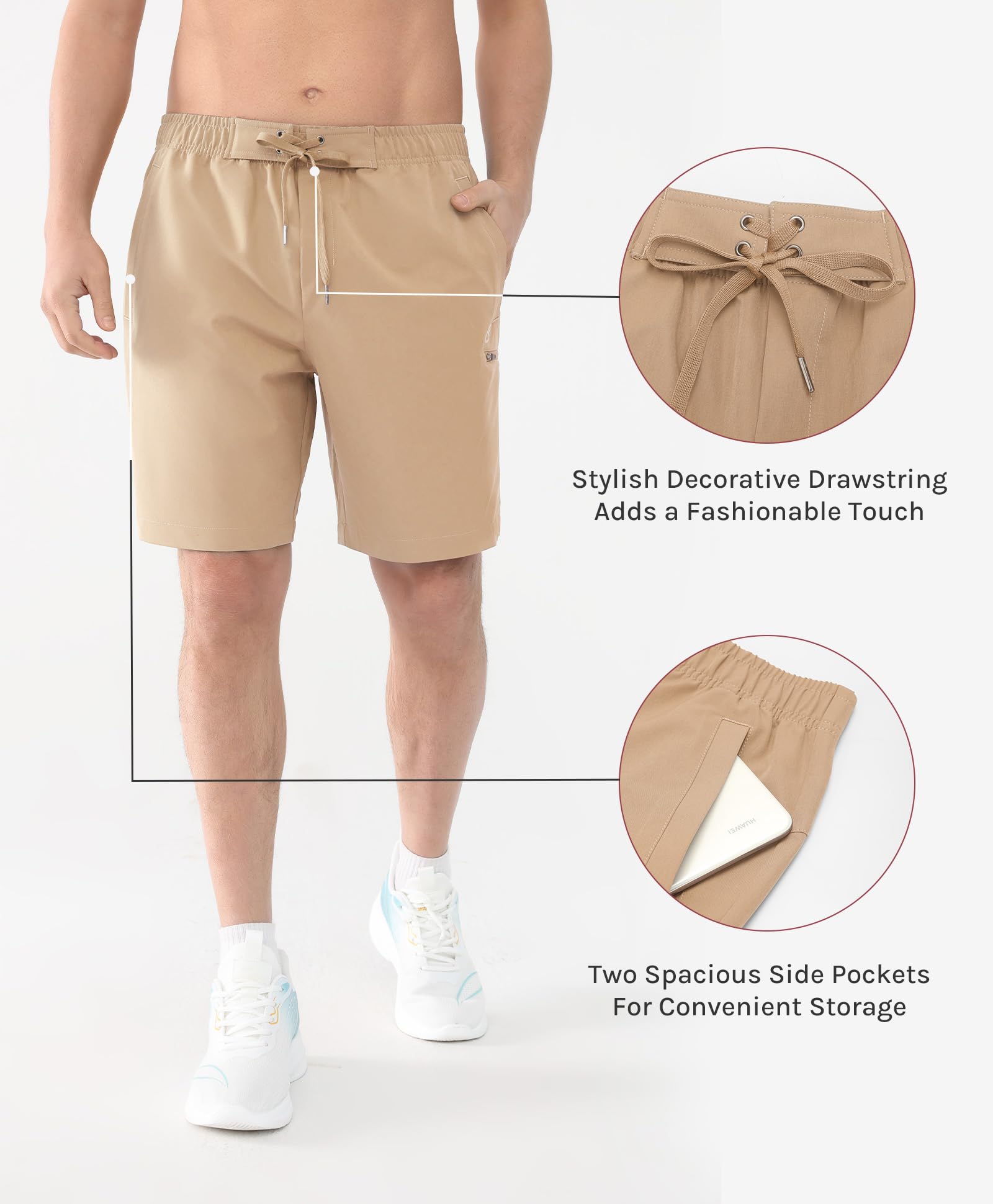 Cosmolle Hiking Cargo Shorts Quick Dry Stretch Lightweight Brown Size M
