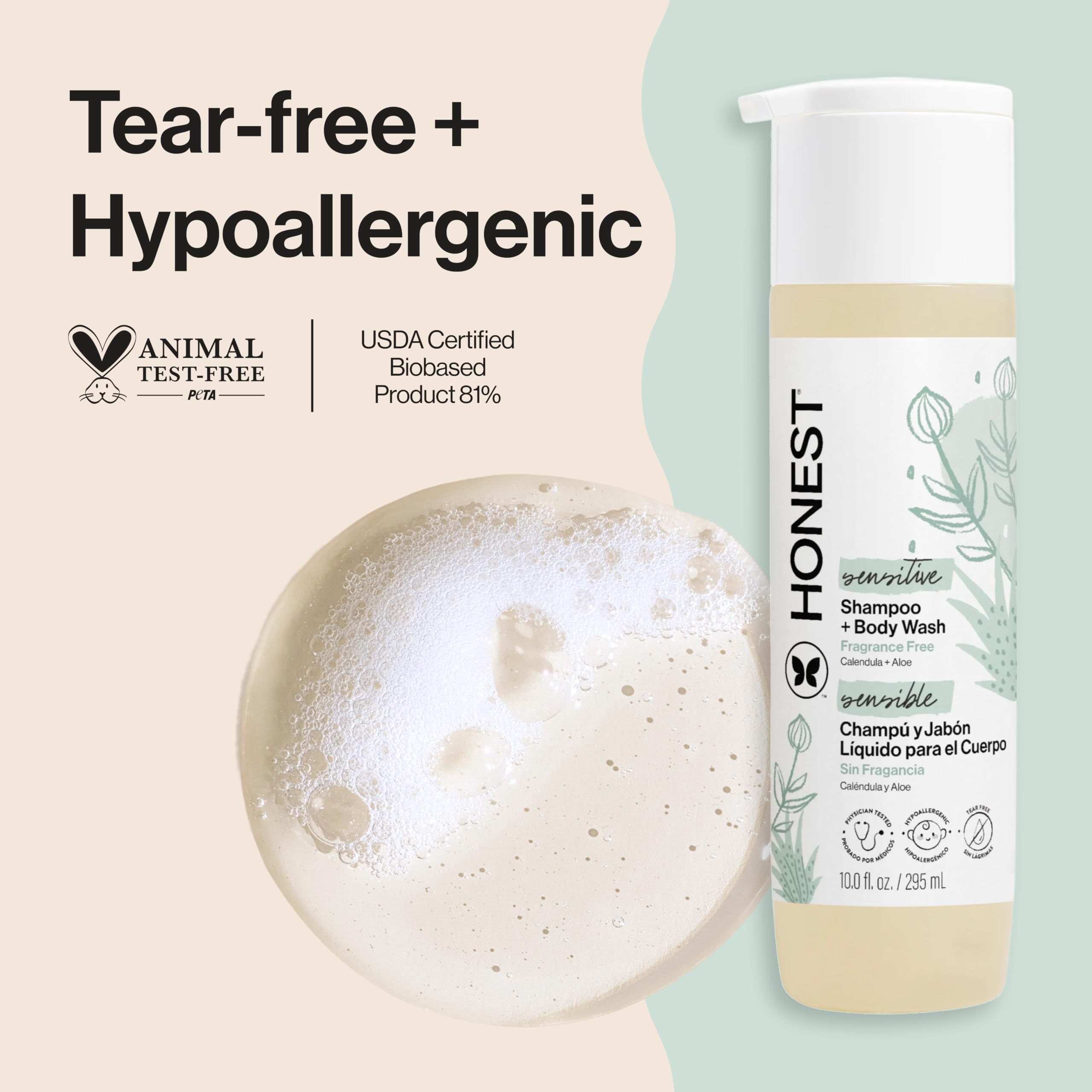 The Honest Company 2-in-1 Baby Shampoo & Body Wash Fragrance-Free 10 fl oz