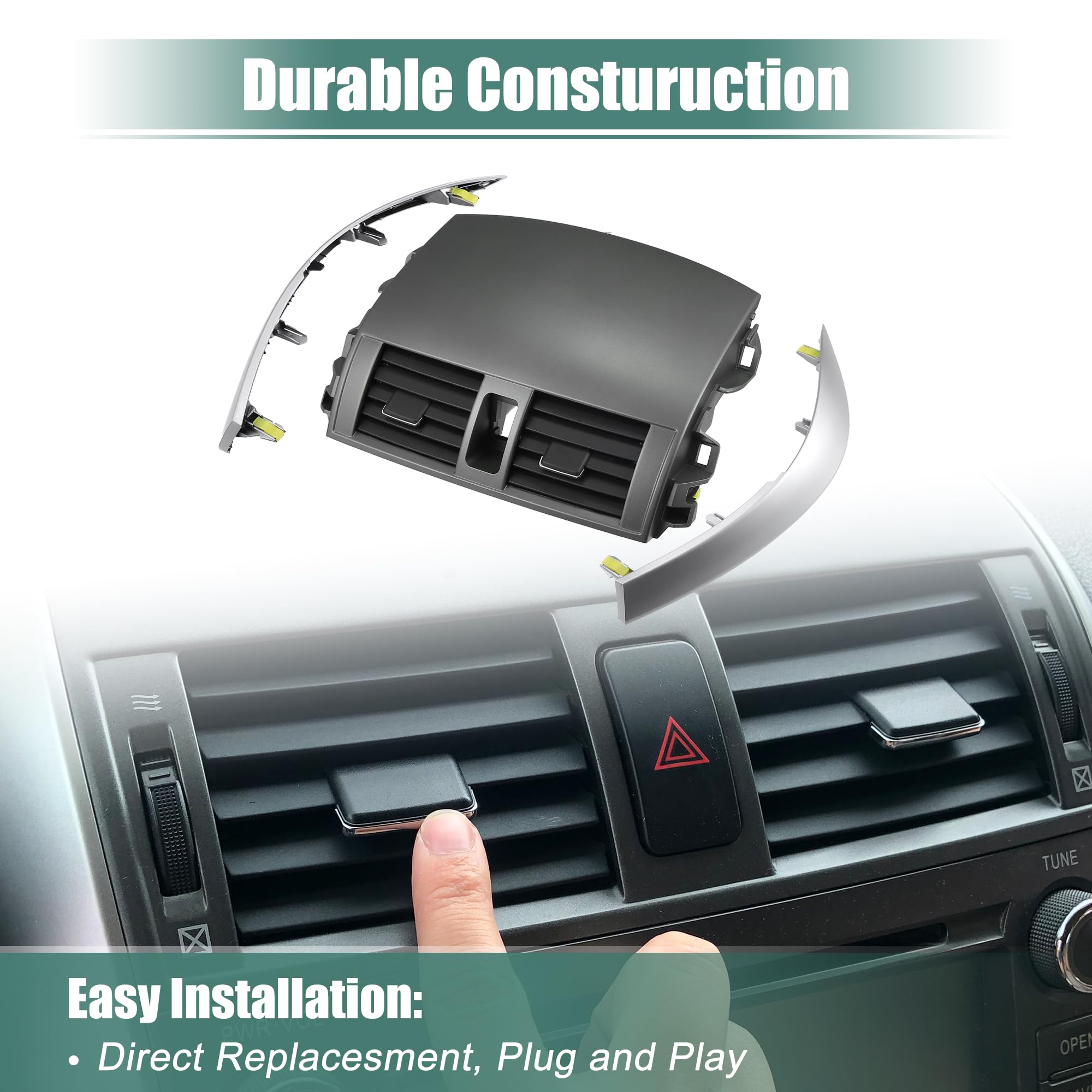 X AUTOHAUX Dash A/C Air Vent Panel Trim Black Silver for Toyota Corolla 08-13