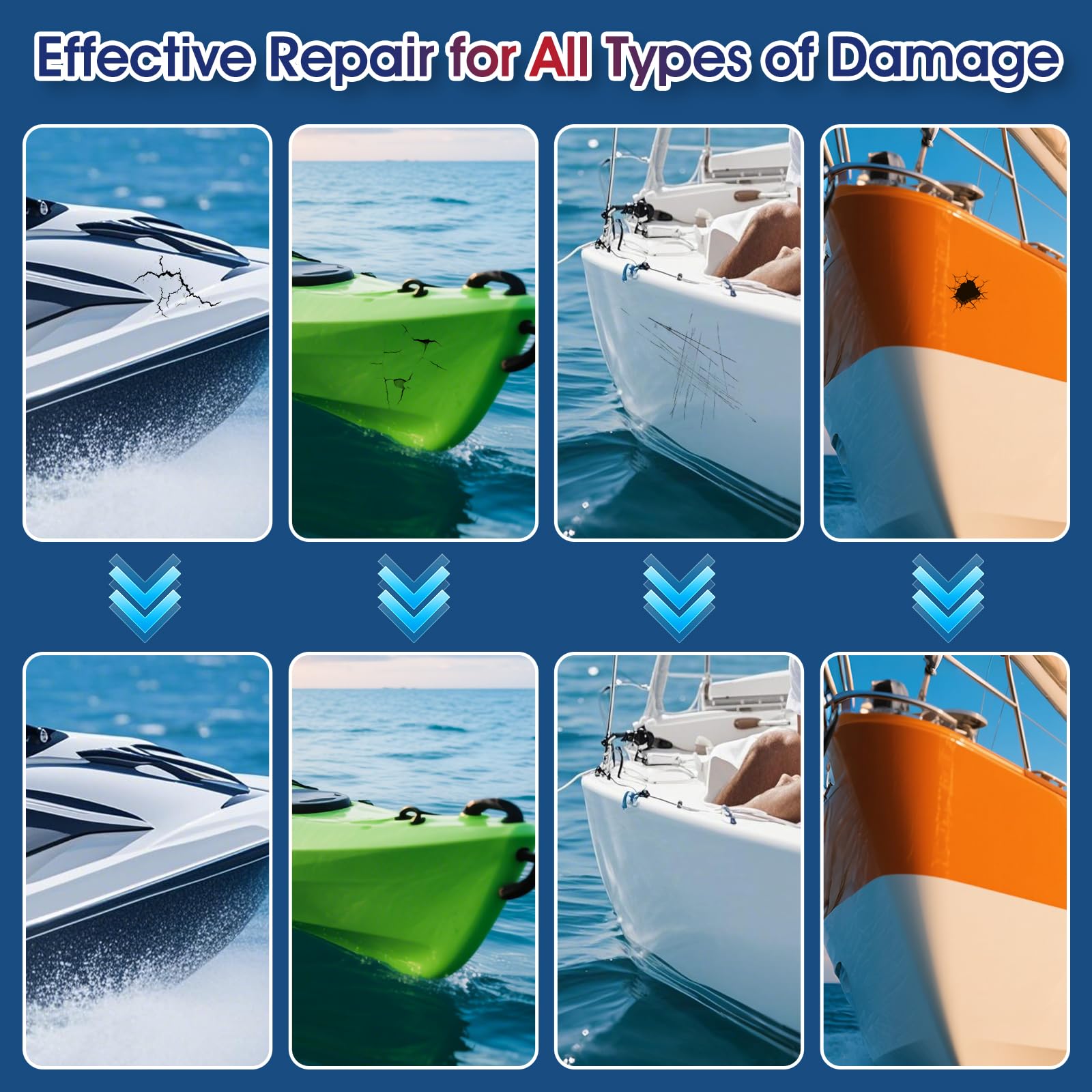 Quadence Marine Fiberglass Repair Kit Waterproof Epoxy Filler Color Match