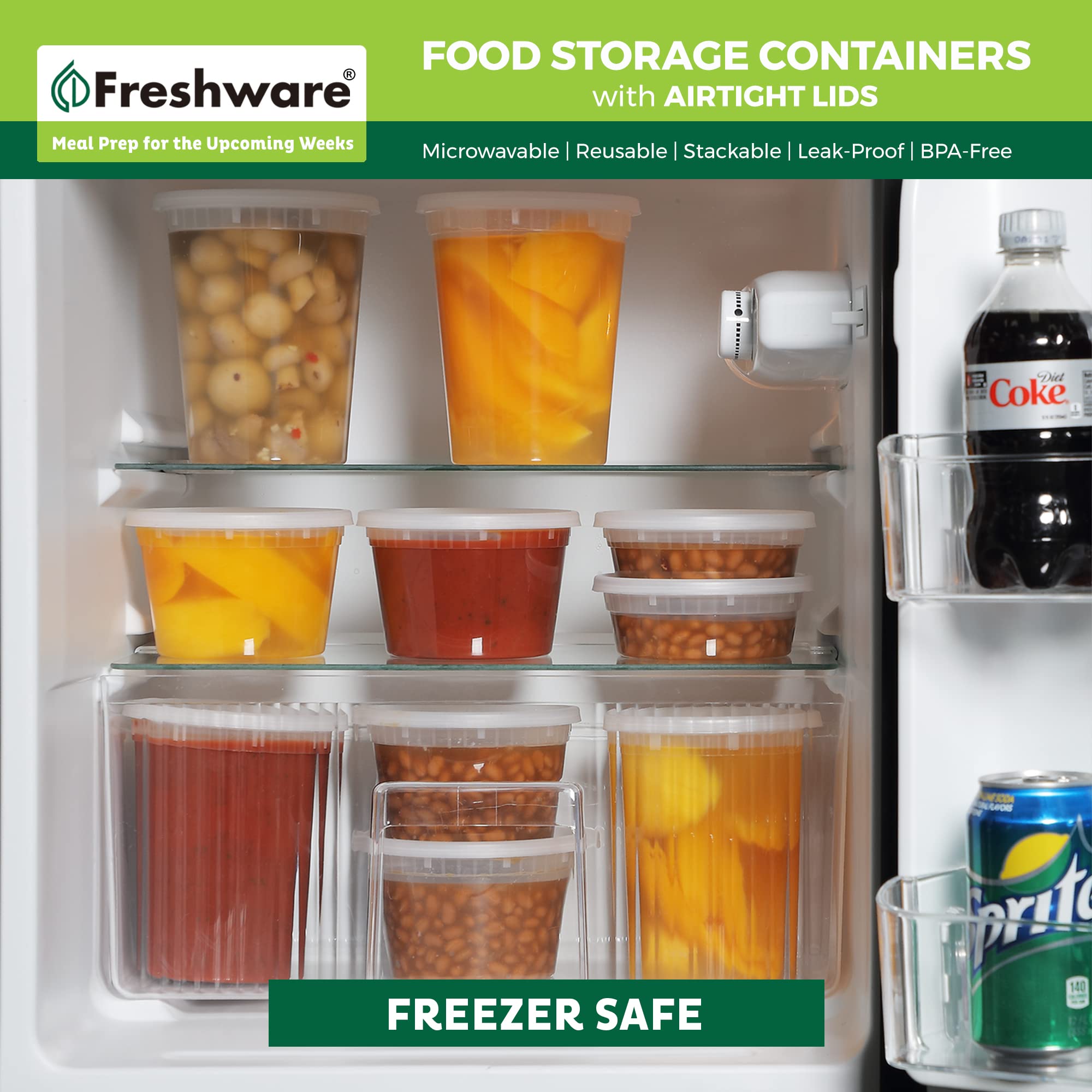 Freshware Food Storage Containers 50 Set 8oz Plastic Deli Containers BPA Free