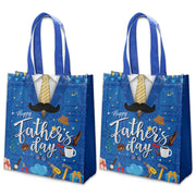 delaimastor 16Pcs Father's Day Non-Woven Gift Bags Blue Black 7.8x3.1x9.8in