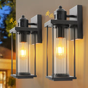 IDPUSEN 2 Pack Motion Sensor Outdoor Wall Lights Dusk to Dawn Black