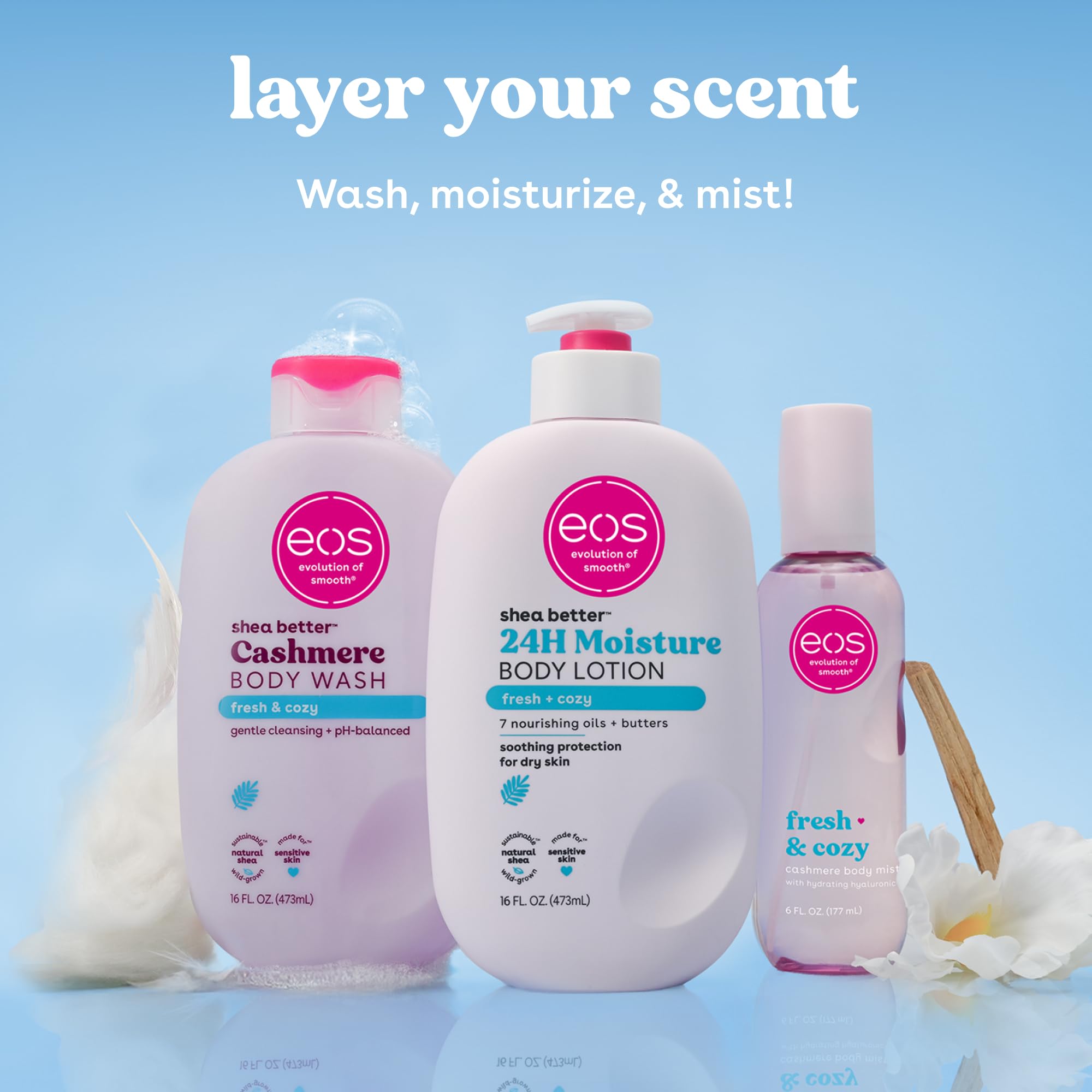 eos Cashmere Body Wash Fresh & Cozy Moisturizing Creamy Gel Shea Butter 16oz
