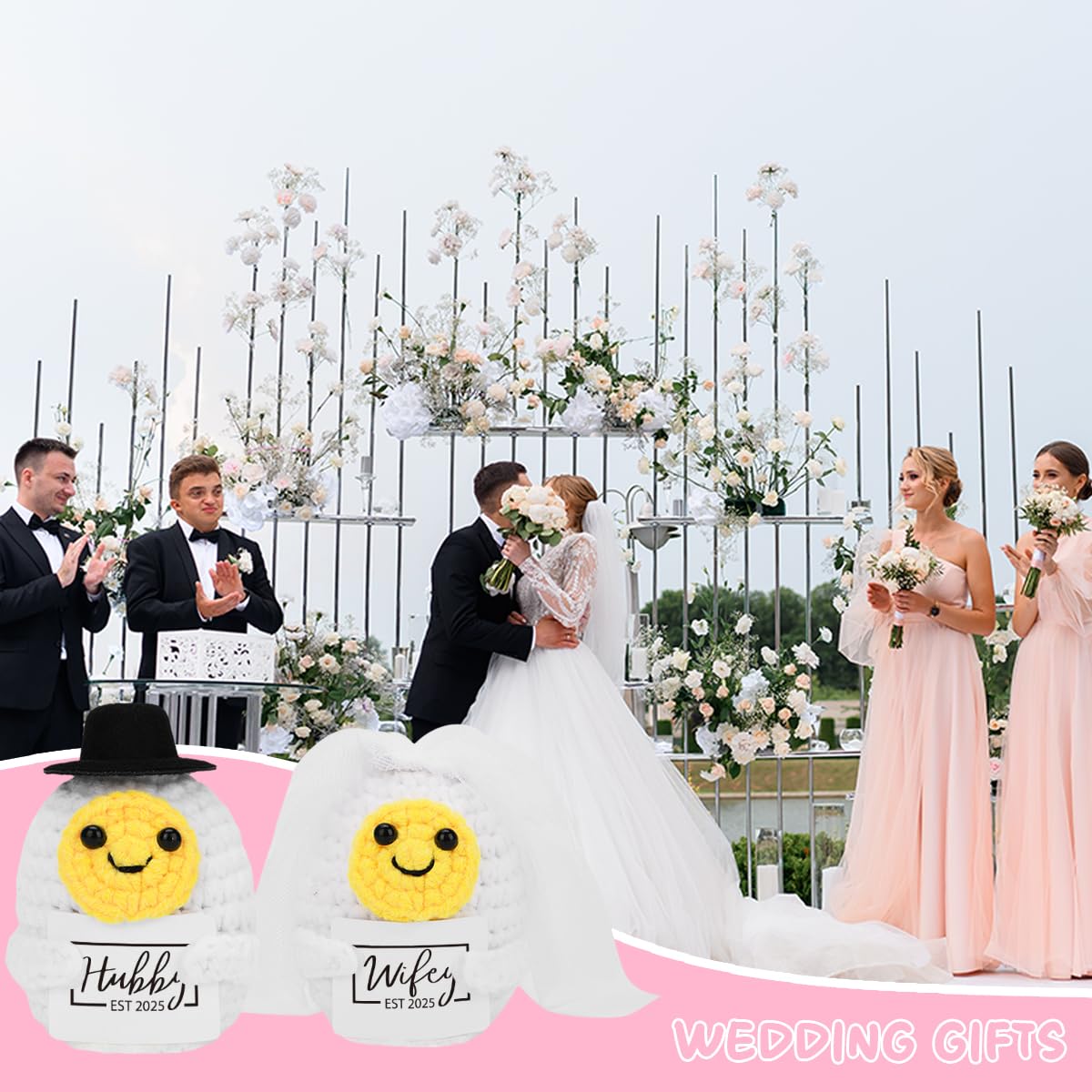 Wedding Gifts for Couples 2025, Bridal Shower Gifts, Engagement Gifts for Newlyweds Bride Groom, Just Married Gifts Ideas, Hubby & Wifey Newly Wed Doll Gifts Set Decor
