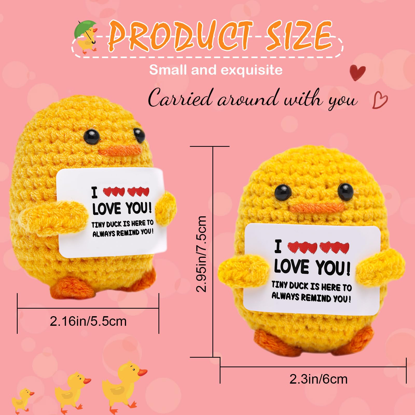 Artlunar Emotional Support Crochet Duck Inspirational Gift White Cute Decor