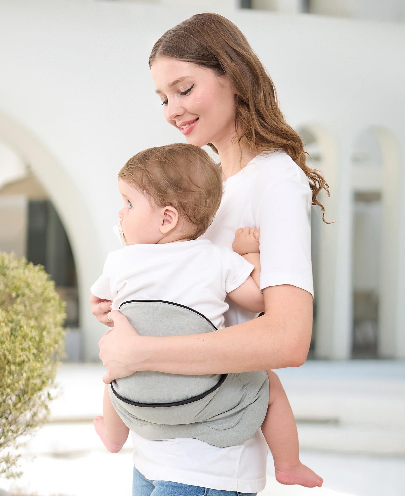 GAGAKU Toddler Carrier Adjustable Padded Sling Baby Holder Light Grey Onesize