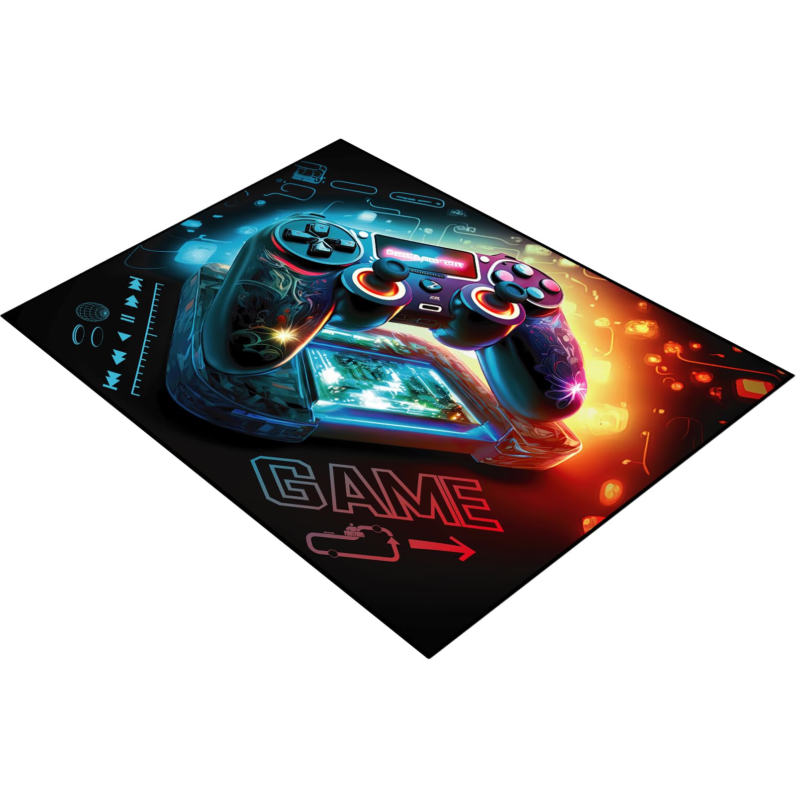 Lacut 3D Gamepad Area Rug Non-Slip Gaming Mat 63x47 Inches