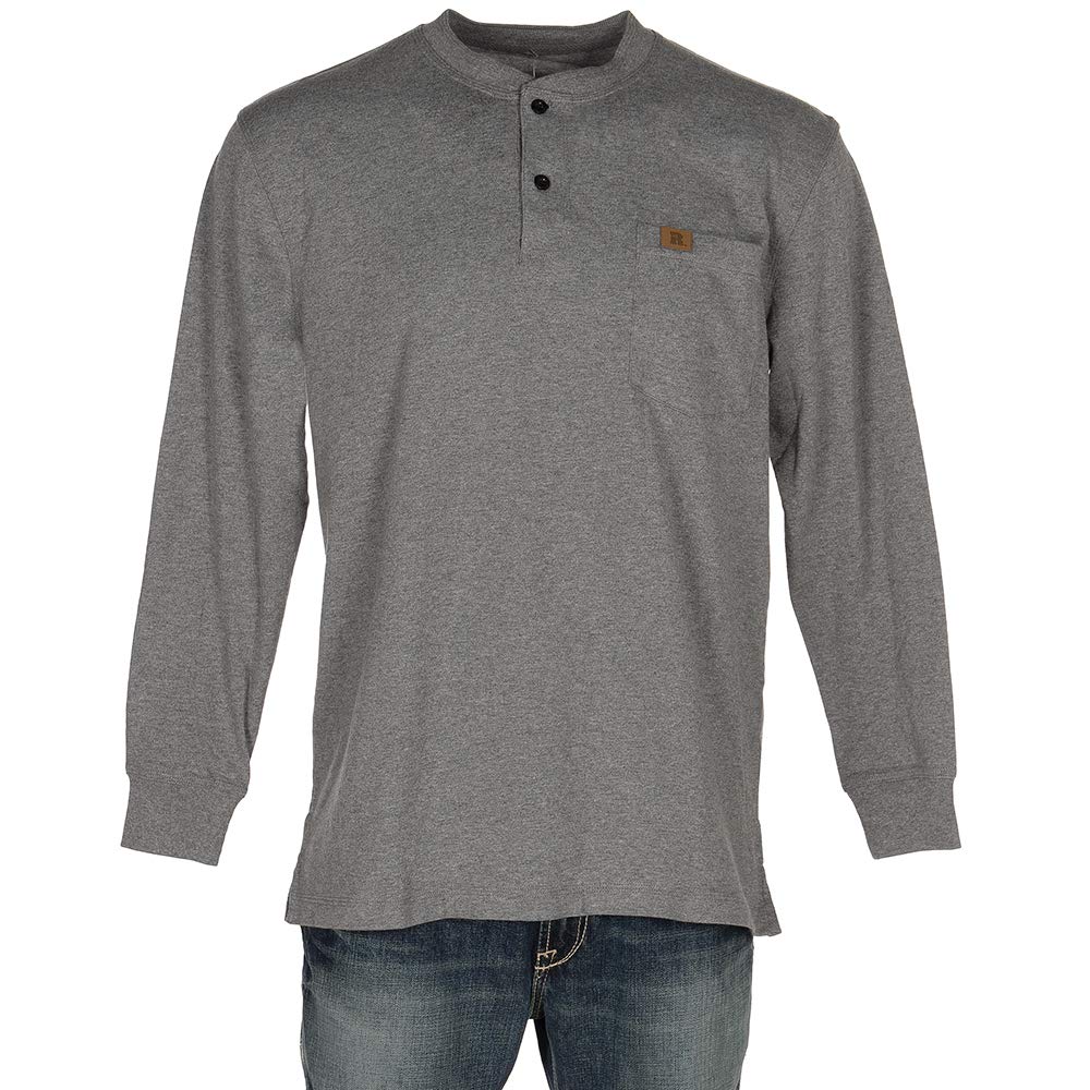 Wrangler Long Sleeve Henley, Charcoal Gray, X-Large Tall