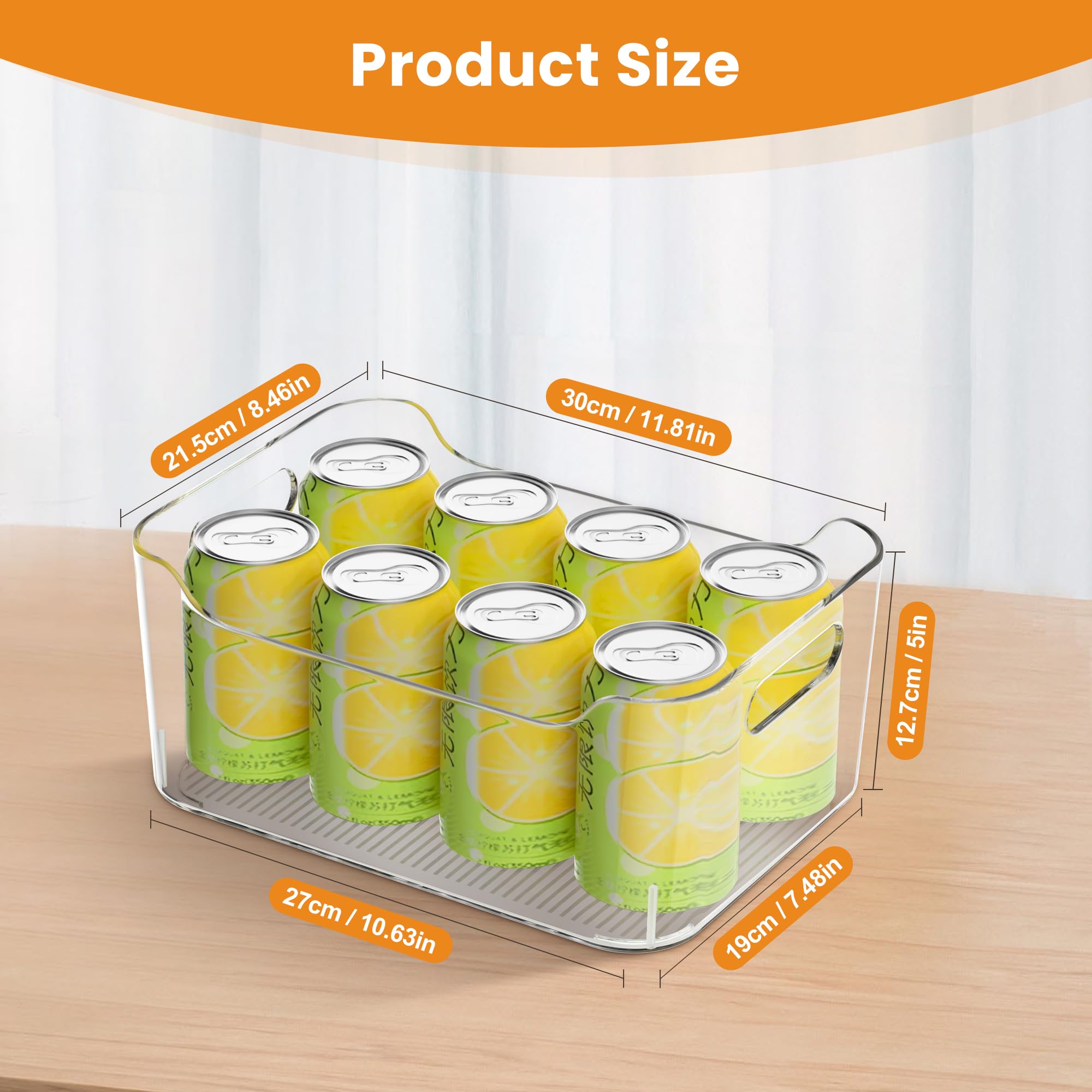 MERATIA Clear Plastic Storage Bins Pantry Organizer with Handle Large 4 Pack