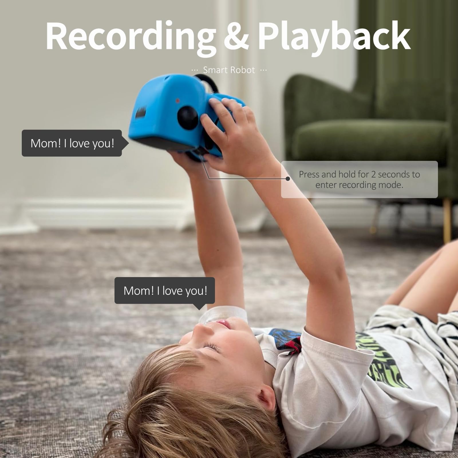 GILOBABY Interactive Talking Robot Toy for Boys with Voice & Touch Sensor Blue