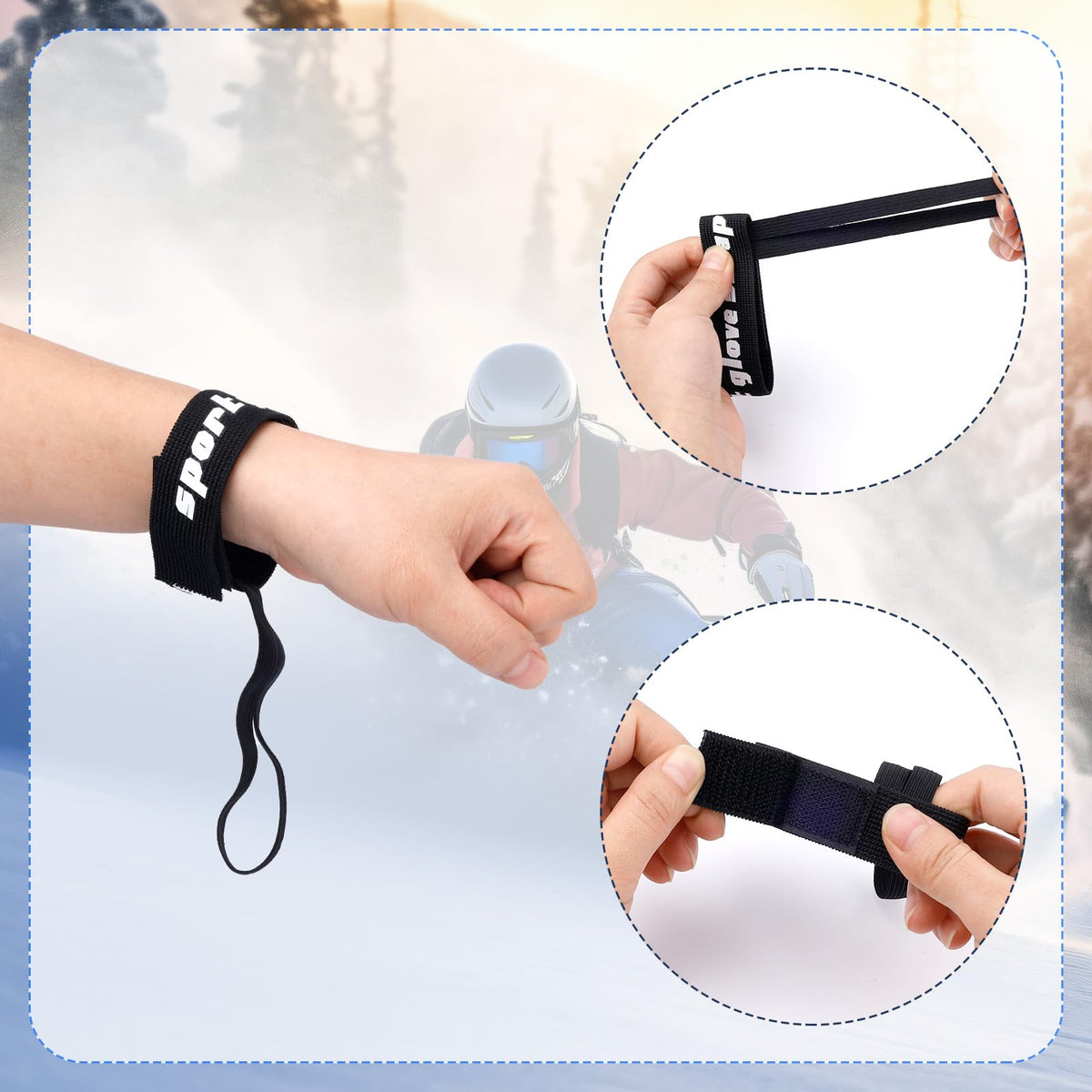 4-Piece Ski and Snowboard Glove Safety Strap Set