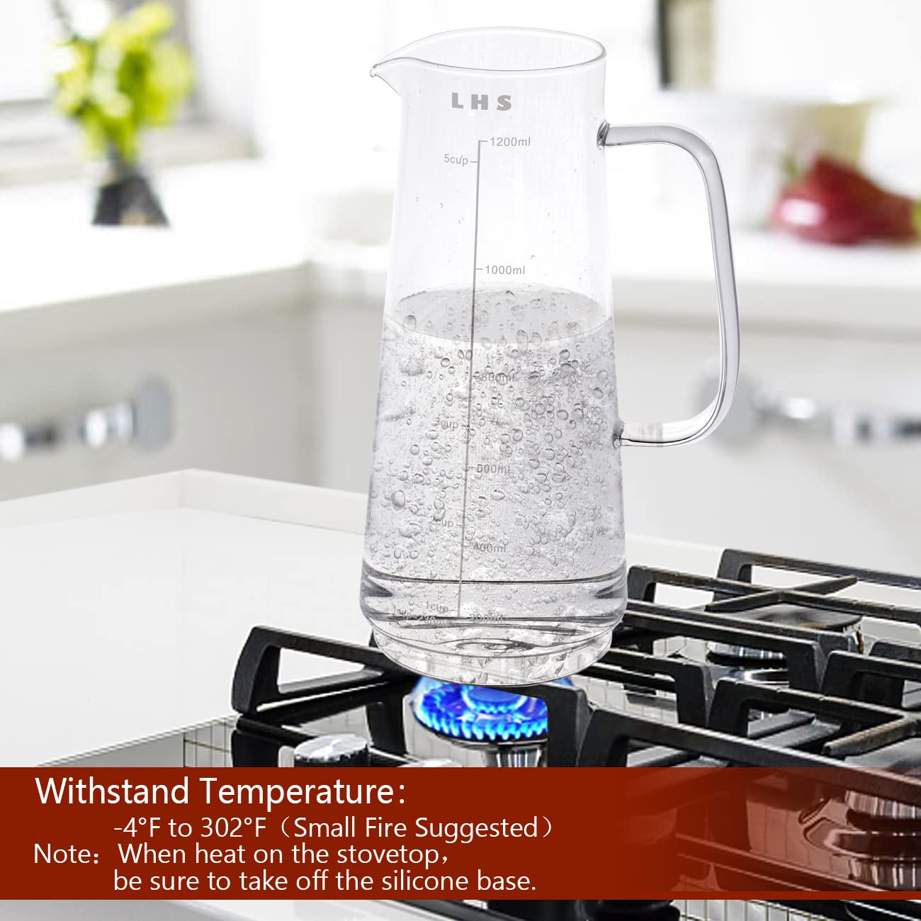 LHS Cold Brew Coffee Maker Glass Pitcher 1.2L 40oz Stainless Steel Filter