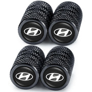 Hyundai Logo Tire Valve Stem Caps, Black, Set of 4