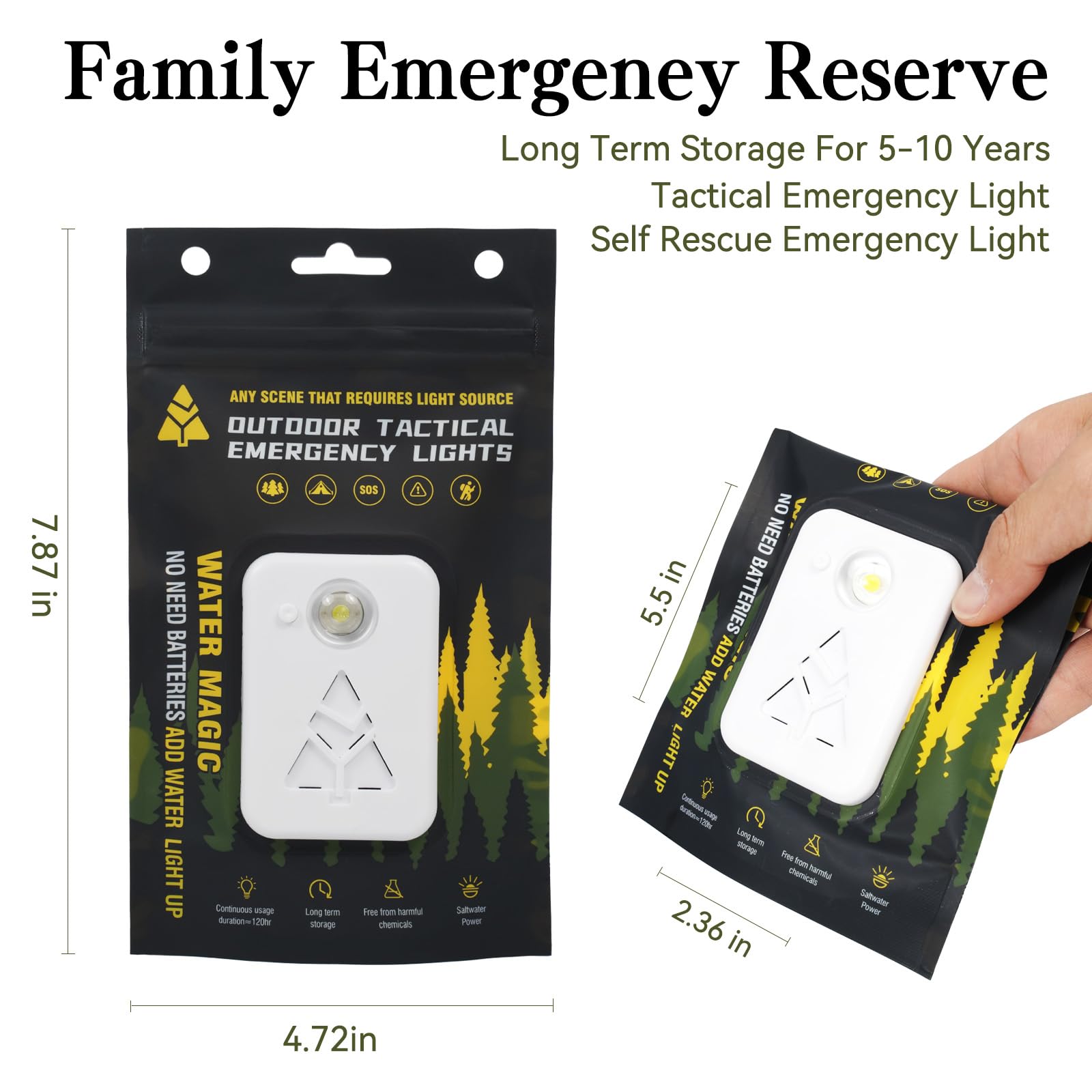 HDRAST LED Camping Lantern No Battery Emergency Outdoor Light White 120H