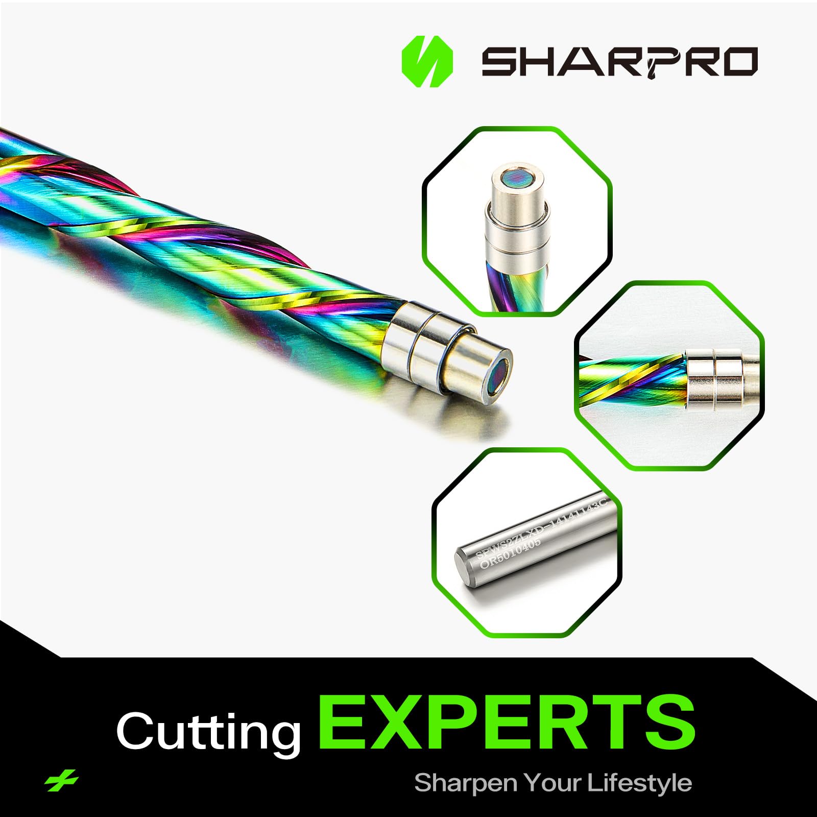 SHARPRO Flush Trim Spiral Router Bit 1/4" Shank 1-1/4" CL 3" OVL Carbide