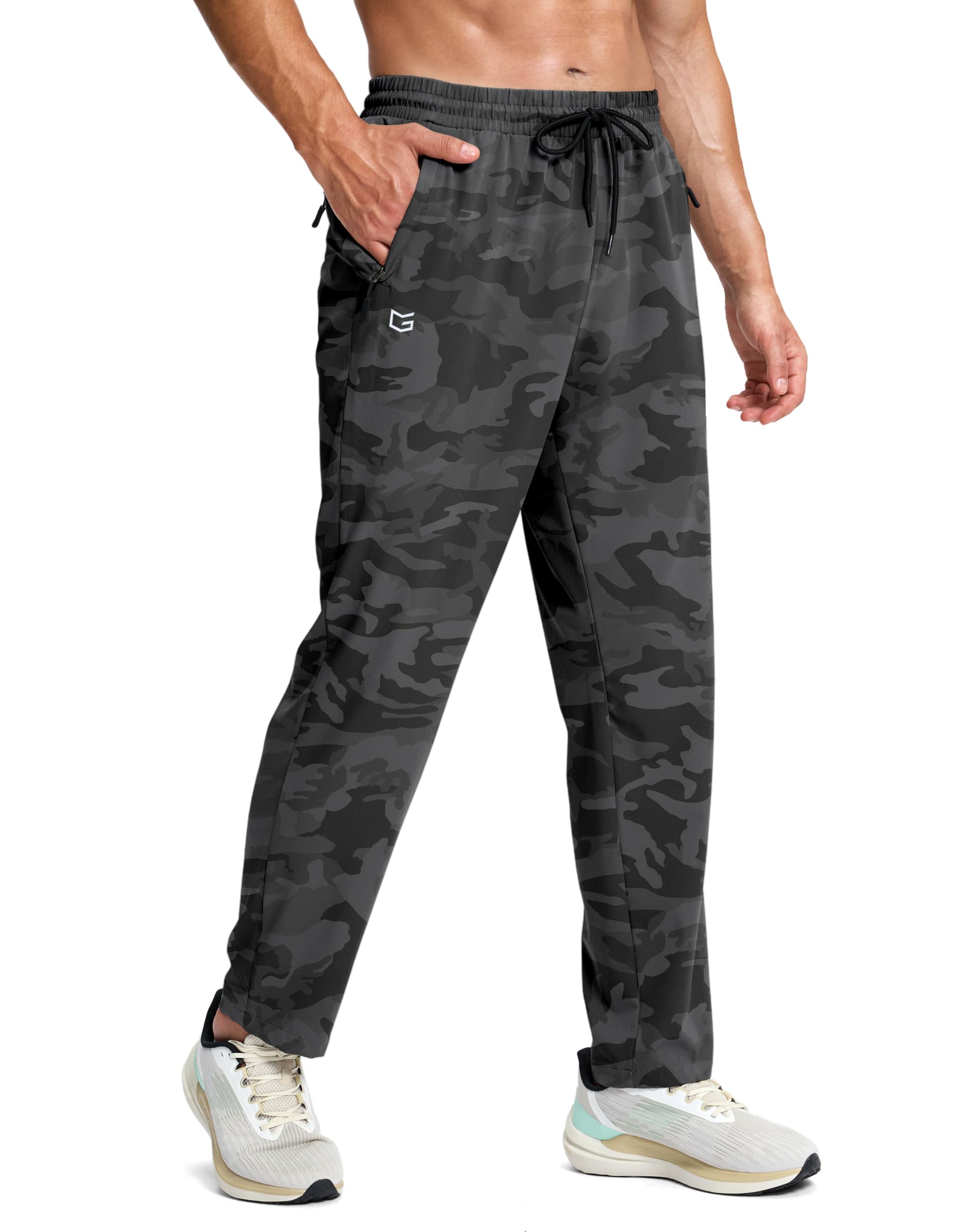 G Gradual Men's Lightweight Athletic Sweatpants Grey Camo Size L
