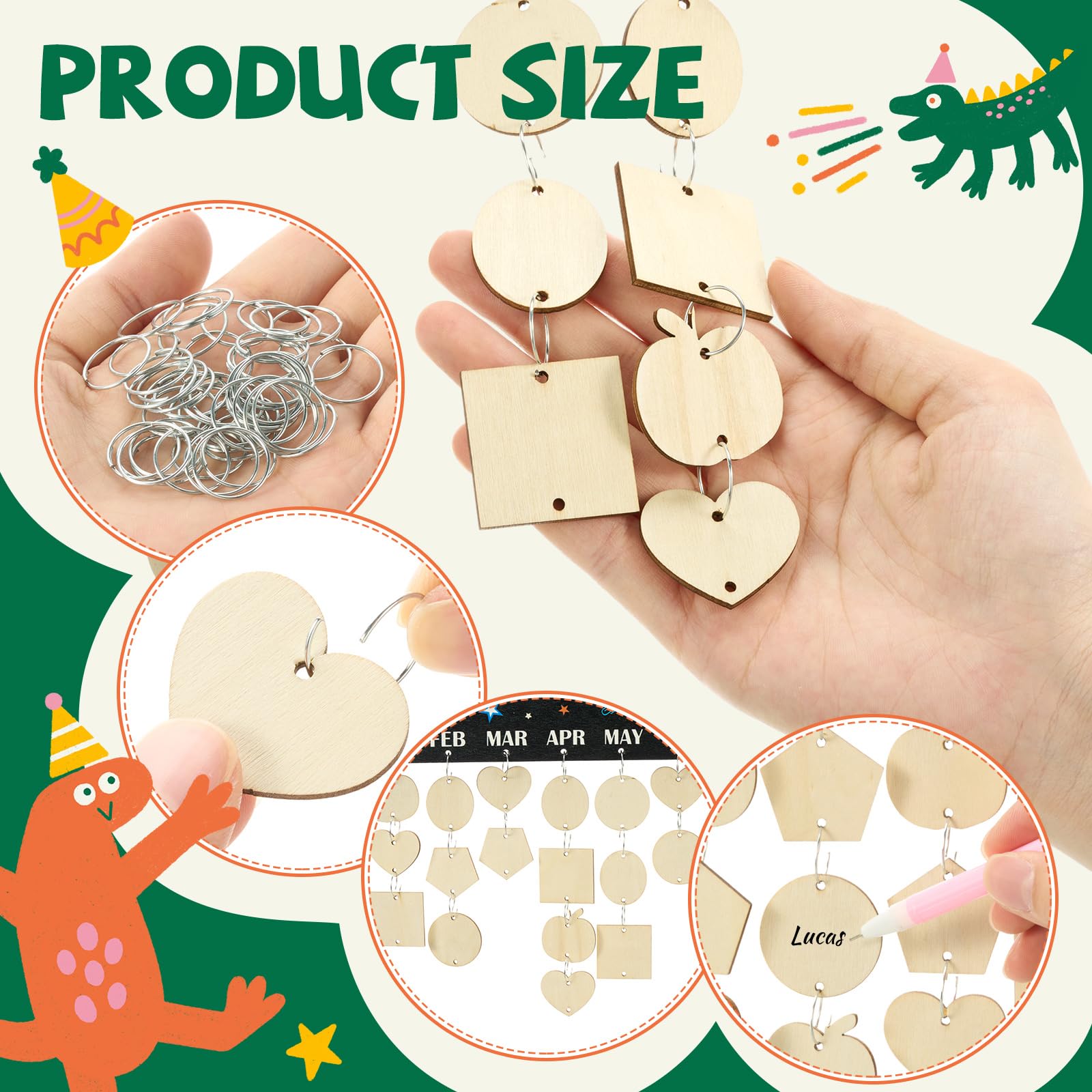 Chunful Birthday Calendar Wall Hanging DIY Reminder Board with 120 Tags Classic