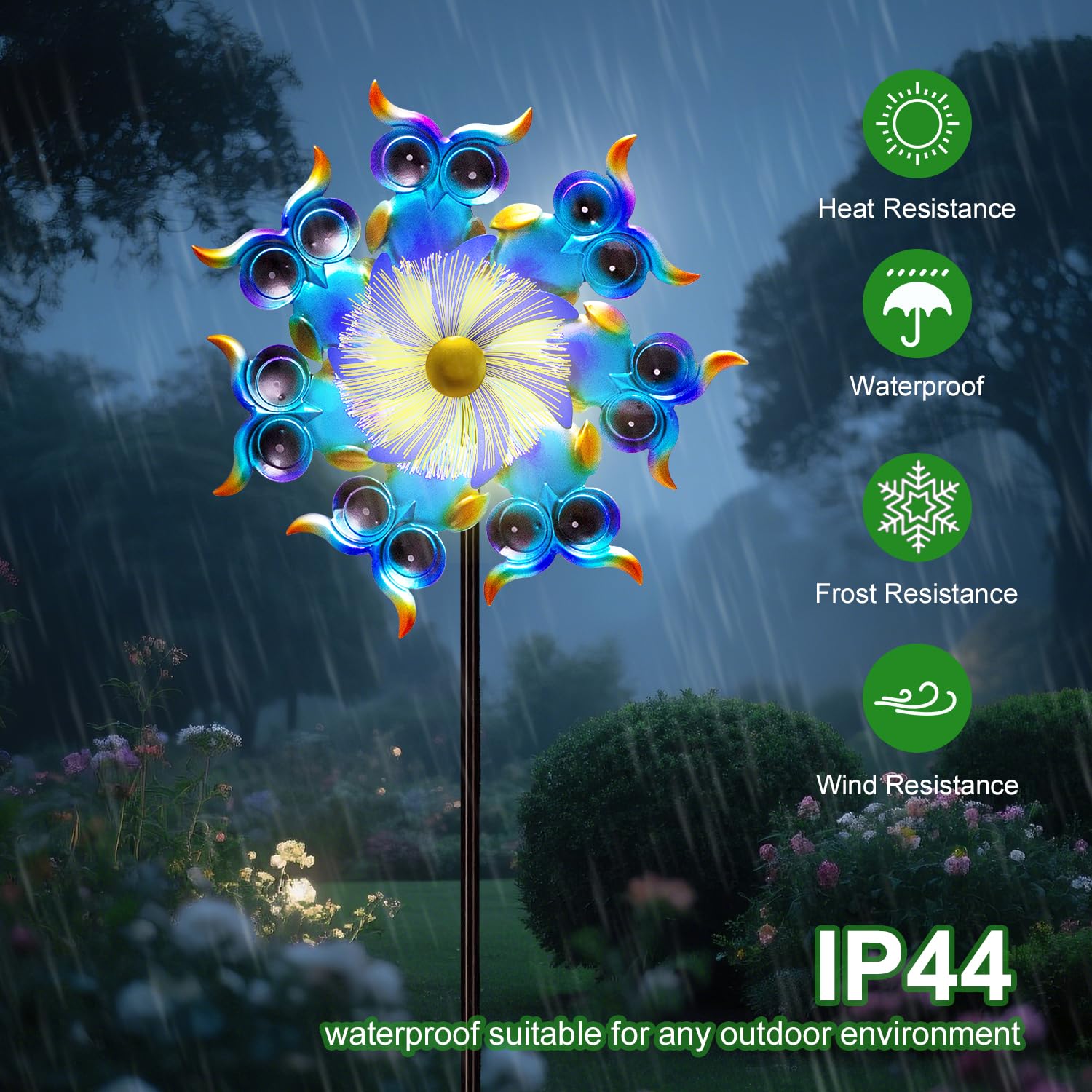 GIBMIDSER 51" Sea Turtle Solar Wind Spinner LED Outdoor Garden Decor