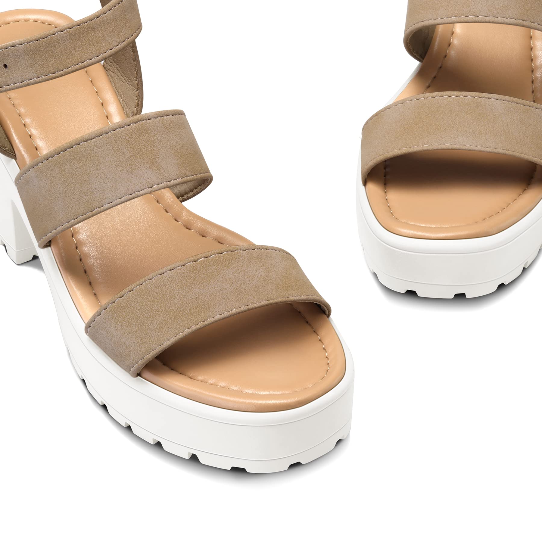 mysoft Women's Platform Sandals Ankle Strap Open Toe Chunky Heels US 7
