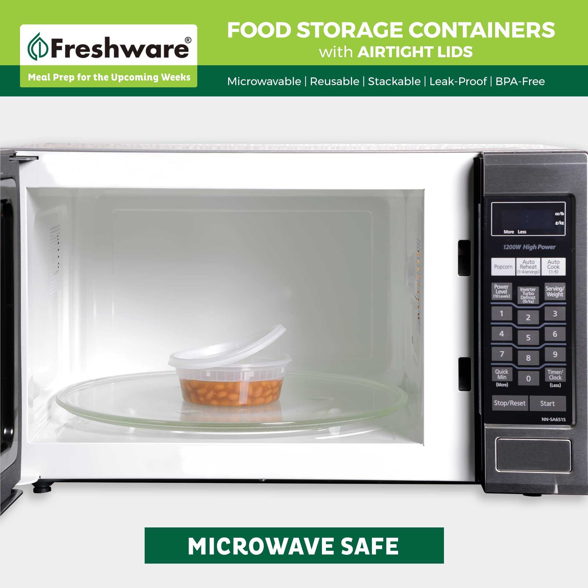 Freshware Food Storage Containers 50 Set 8oz Plastic Deli Containers BPA Free