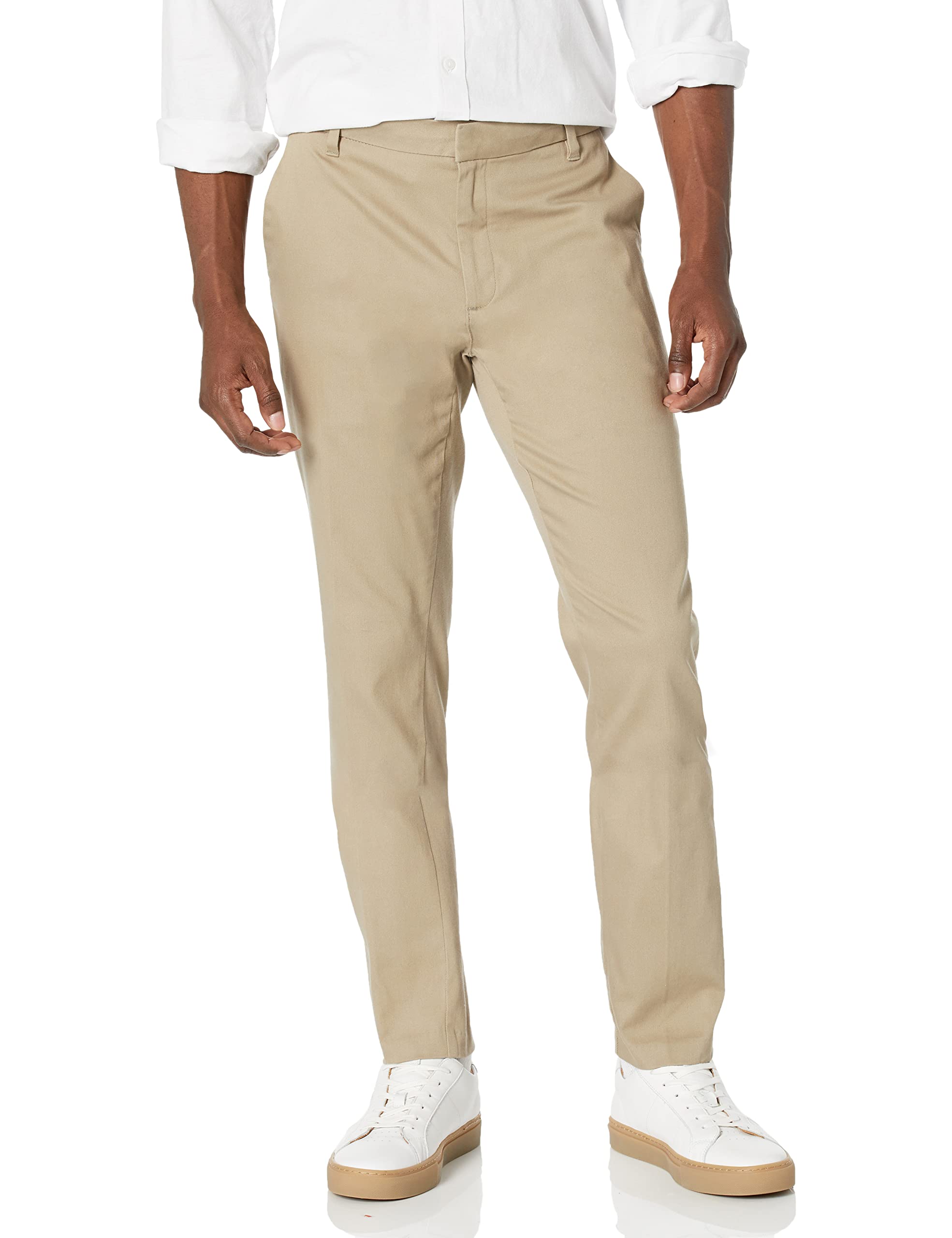 Amazon Essentials Men's Slim-Fit Wrinkle-Resistant Stretch Pants Tan Size 34x33