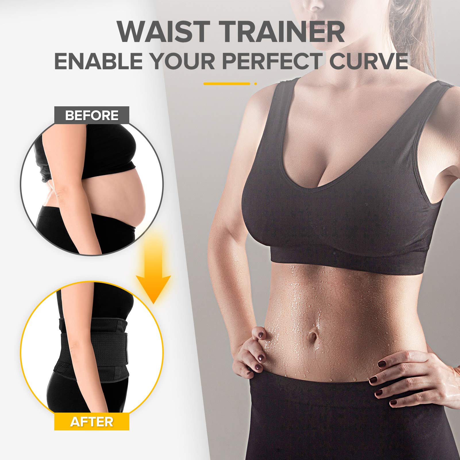 Portzon Waist Trainer Weight Loss Sport Girdle Belt Slimmer Body Shaper XXL