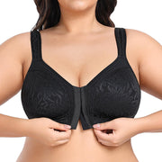 Wingslove Women's Front Closure Minimizer Bra Wirefree Black Size 36DD