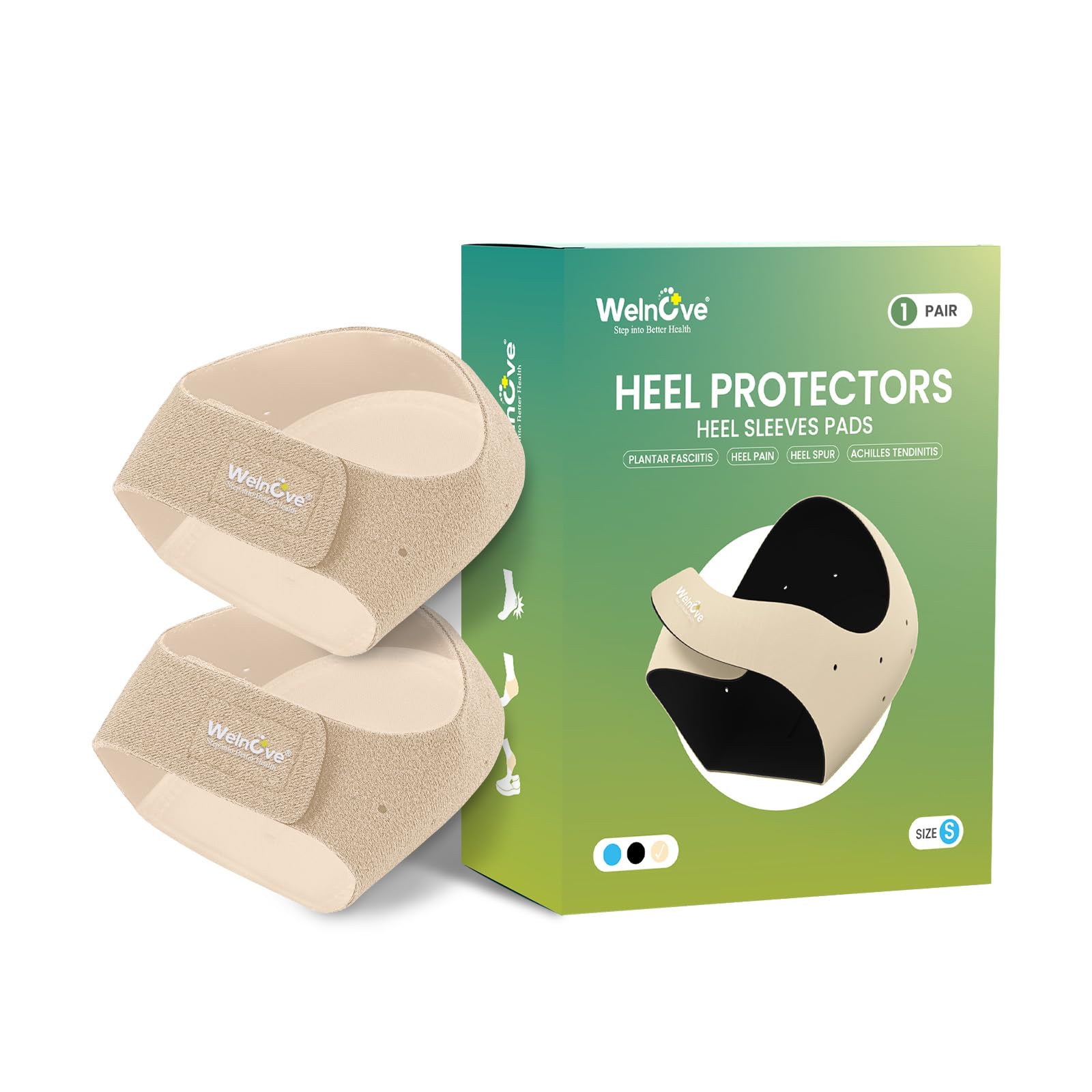 Welnove Heel Protectors for Plantar Fasciitis Pain Relief Size W4.5-9 M5-8
