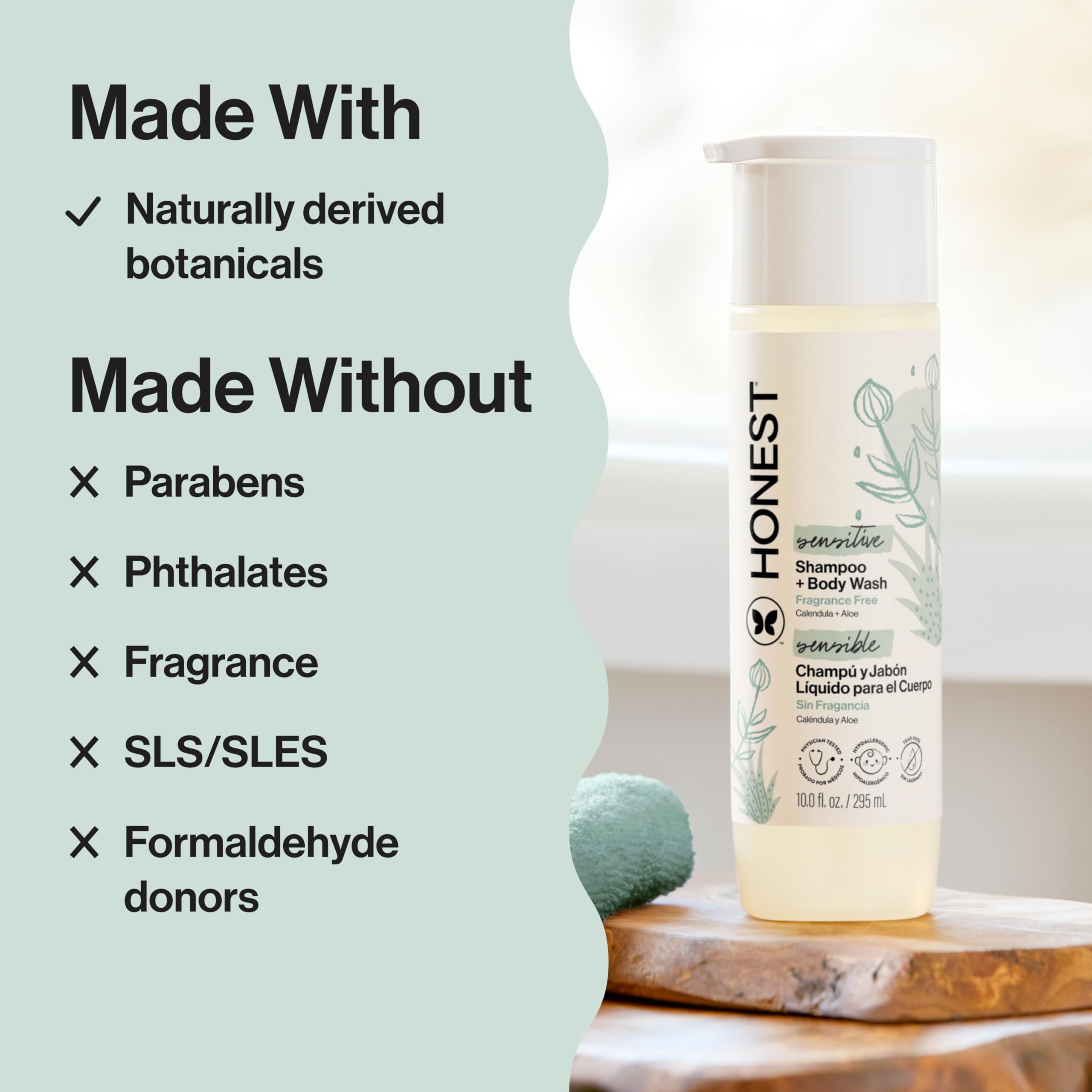 The Honest Company 2-in-1 Baby Shampoo & Body Wash Fragrance-Free 10 fl oz