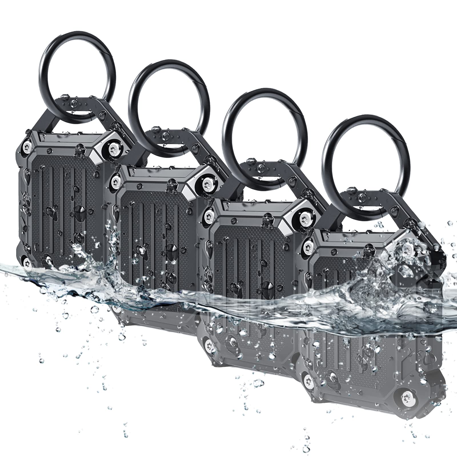 Jeanue Waterproof AirTag Holder Keychain Case Orange & Black 2 Pack Screw Closed