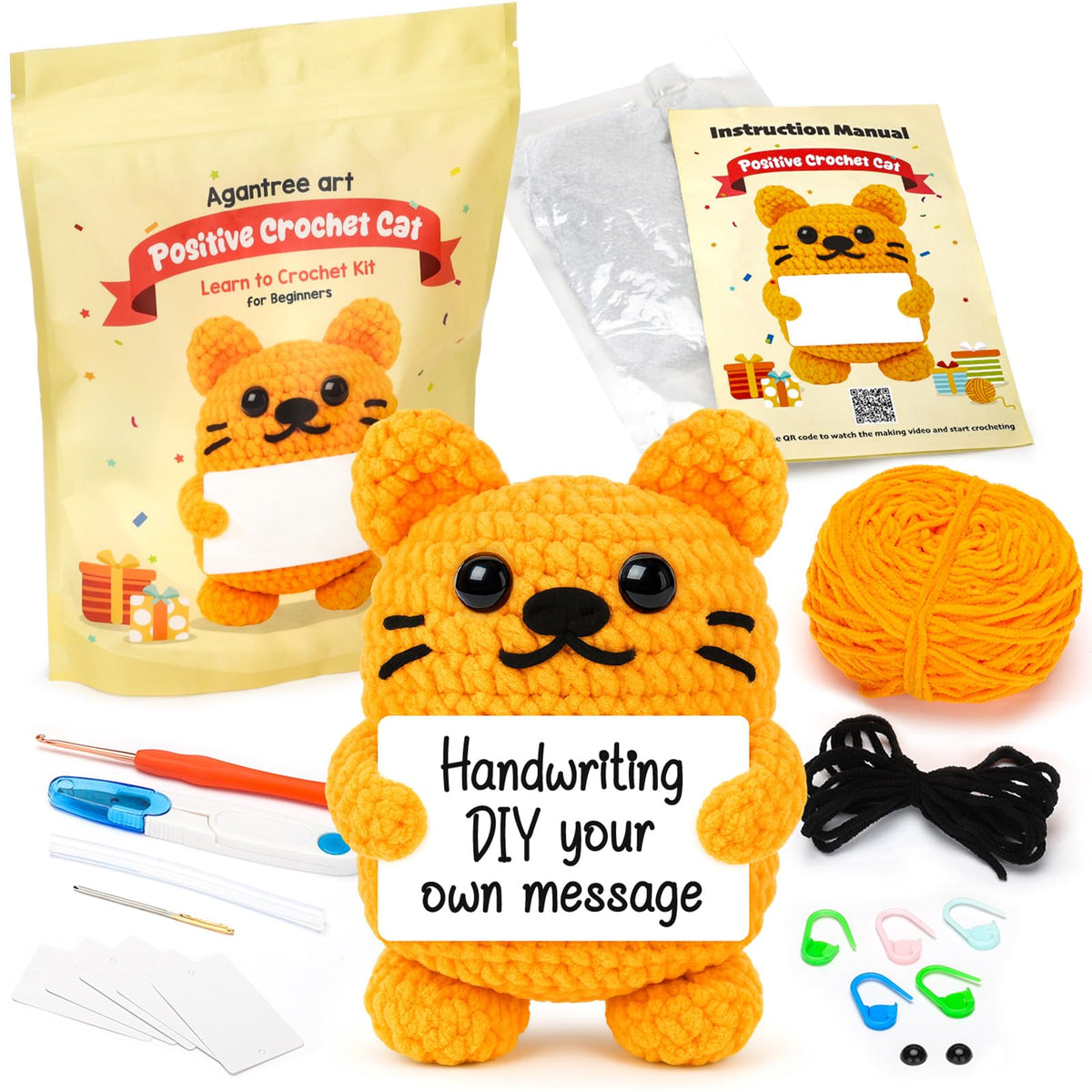 Agantree Art Positive Crochet Cat Beginner Kit