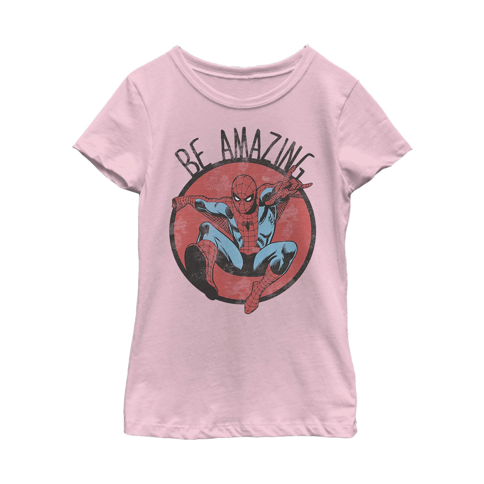 Marvel Girls Classic Be Amazing Short Sleeve Tee Light Pink Size XS
