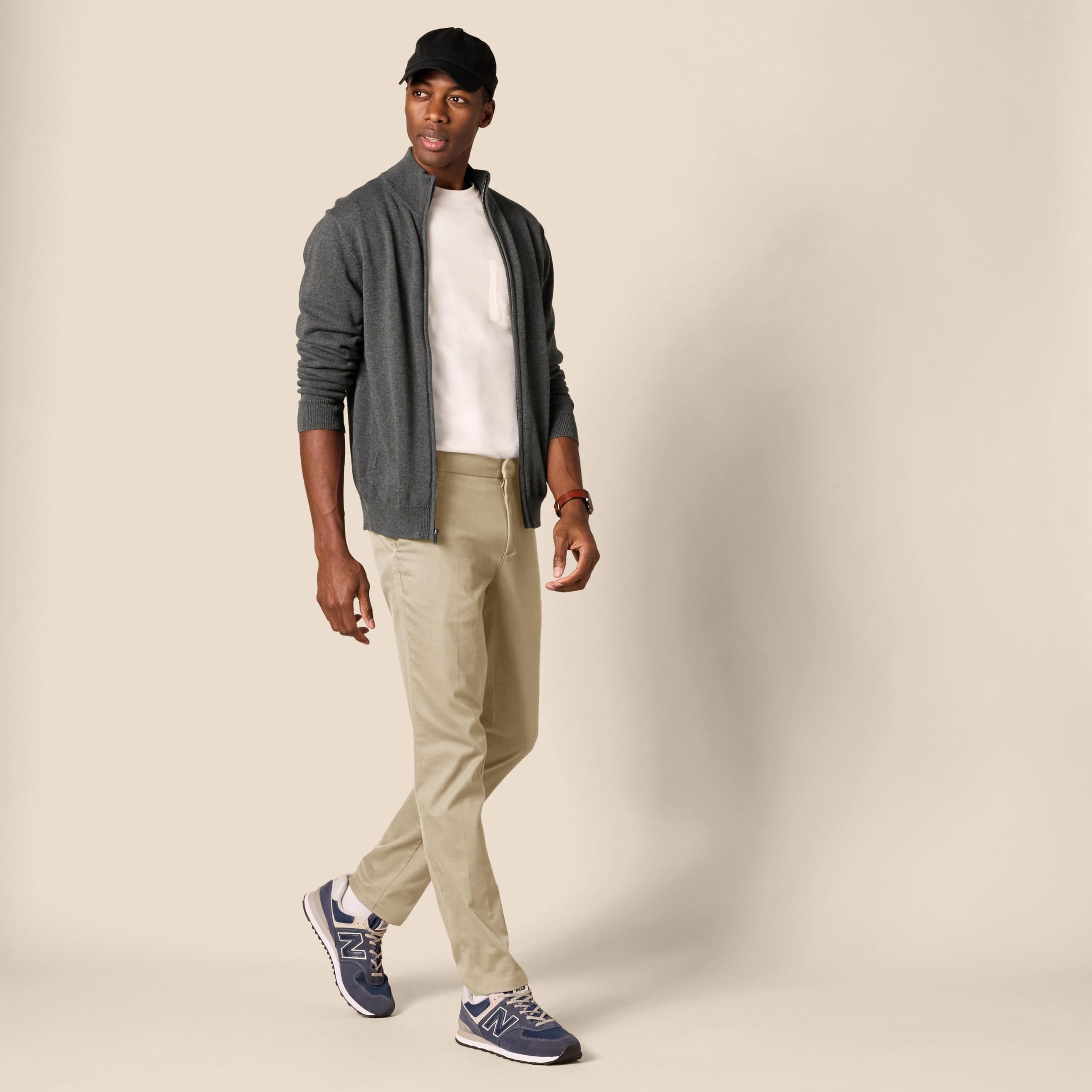 Amazon Essentials Men's Slim-Fit Wrinkle-Resistant Stretch Pants Tan Size 34x33