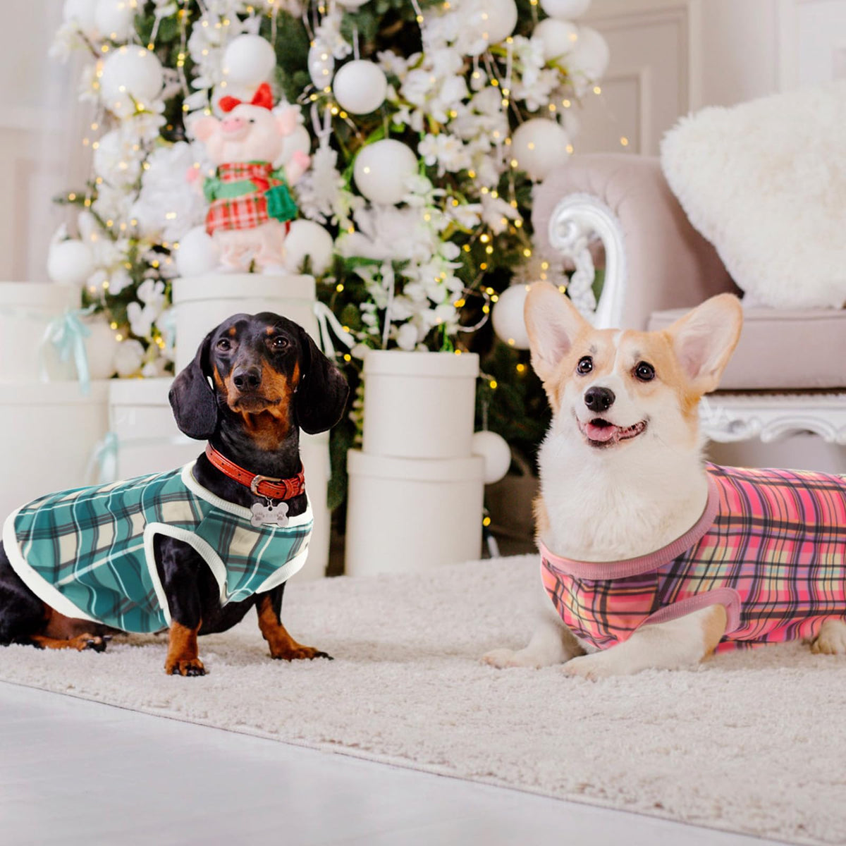 Cute Dog Shirts Clothes, Classic Plaid,Soft and Comfortable Fabric?Dog Clothes T Shirt Vest Soft for Small Medium Dogs Cats (plaid-5pcs, 3XL)