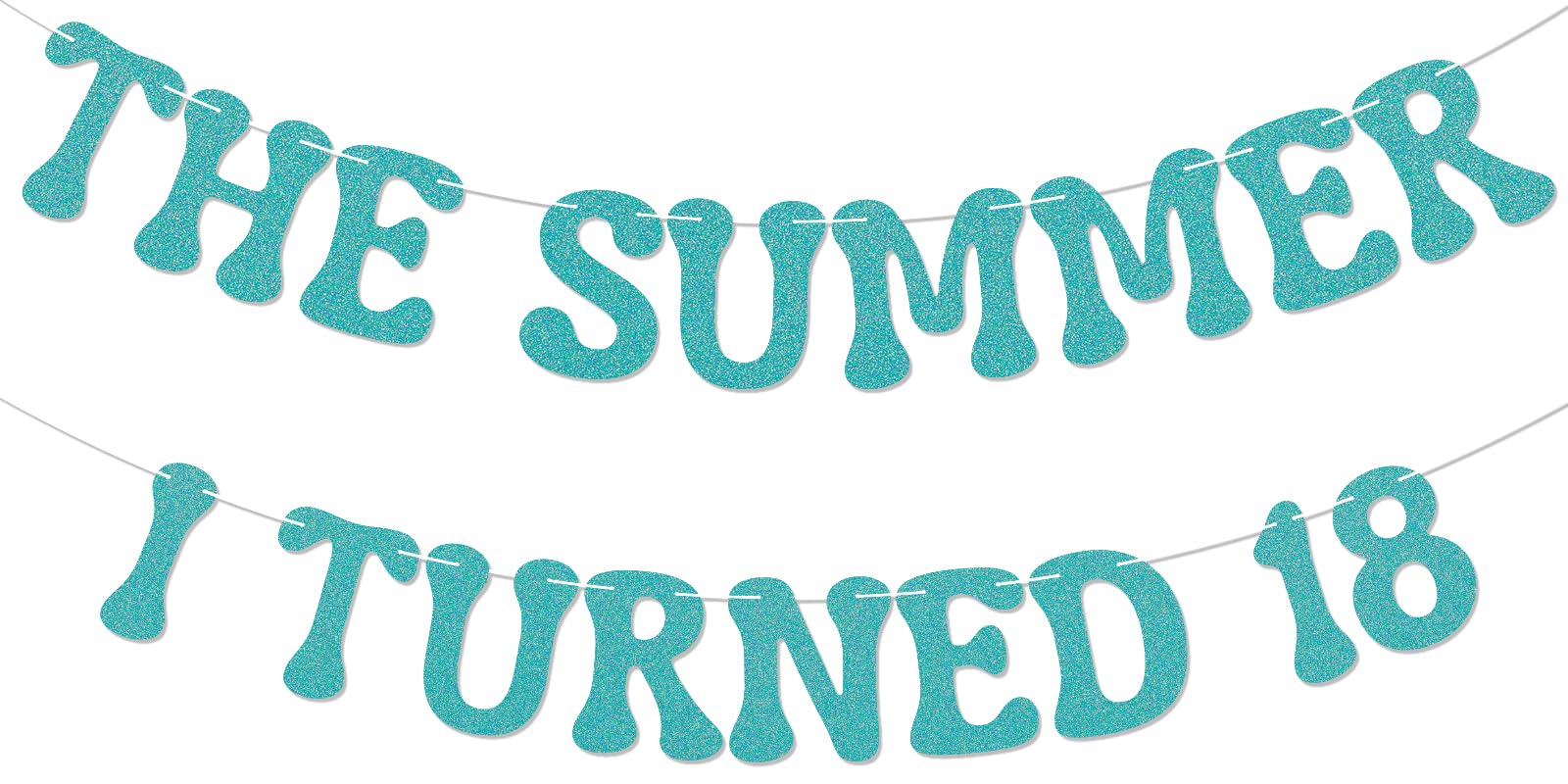 Nesinpa The Summer I Turned 18 Banner Blue Glitter 18th Birthday Party
