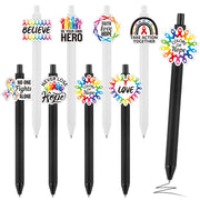 Epakh 24 Pcs Cancer Awareness Ribbon Ballpoint Pens Black Ink White Black