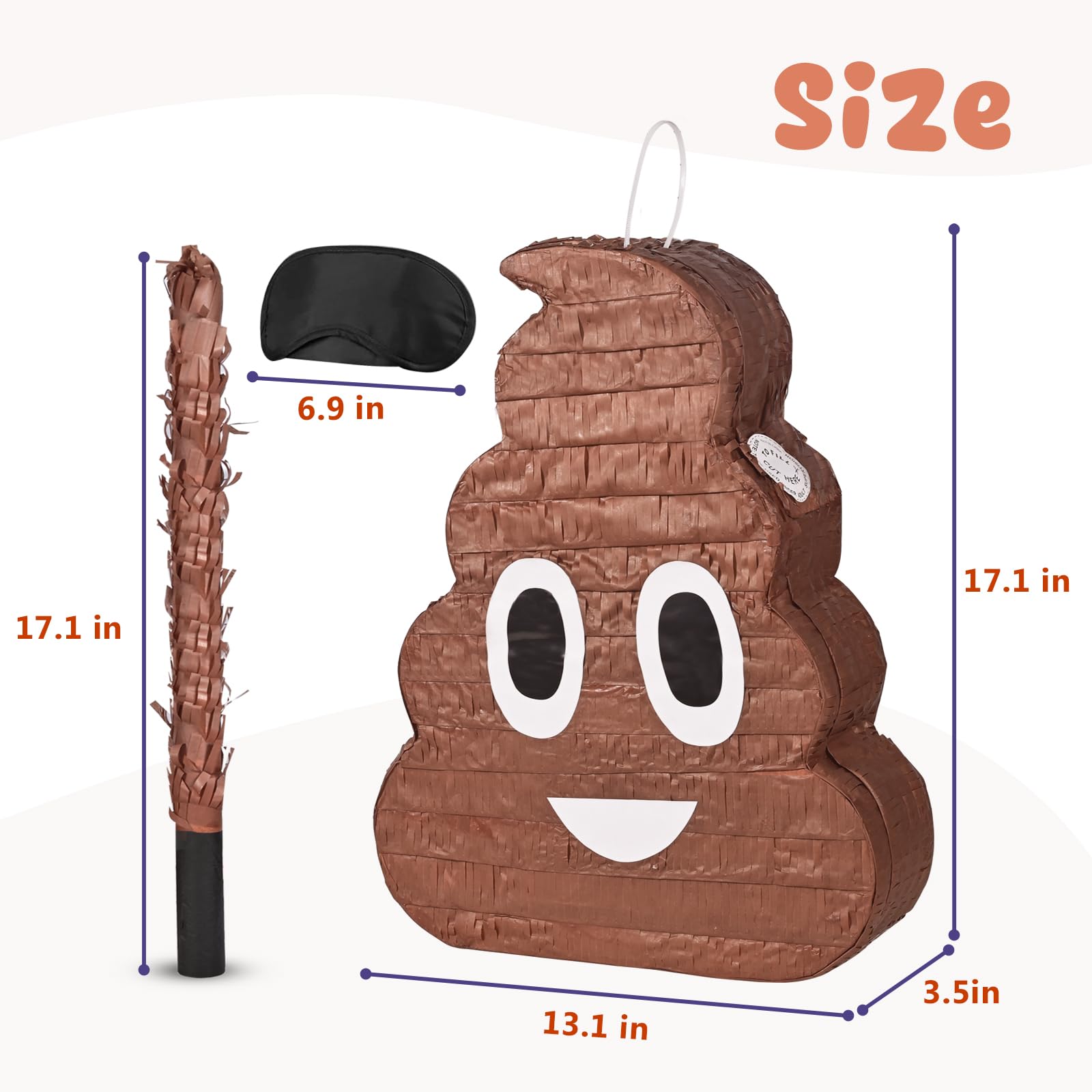 SWIMEE Poop Piñata Kids Birthday Party Decoration Brown 17.1x13.1x3.5 in