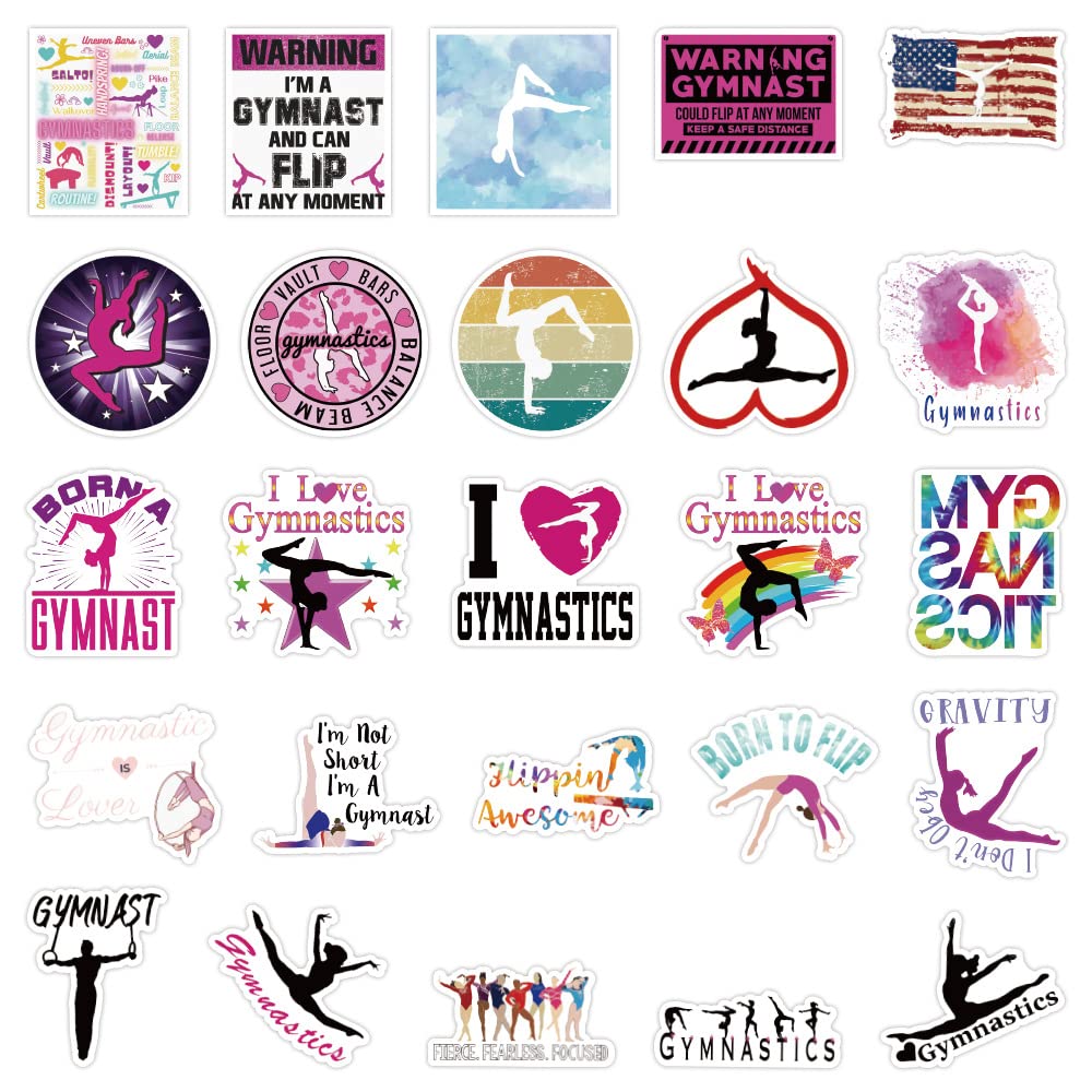 MAXSNOW Gymnastics Stickers 50pcs Vinyl Waterproof White Dance Stickers