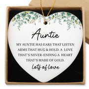 Hialektur Best Aunt Ever Gifts Hanging Ornament Ceramic Heart Keepsake Aunt