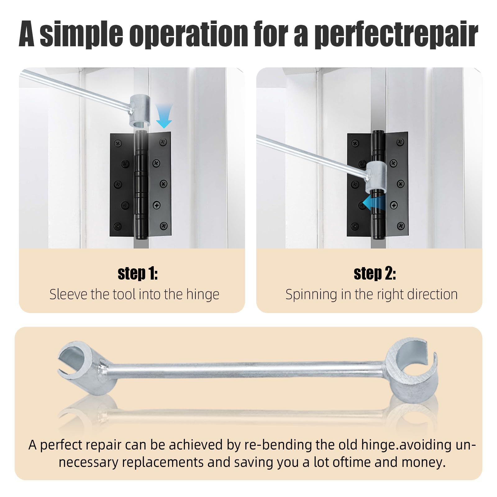LENKEYREND Hinge Adjustment Tool 23-25mm Gap Silver Heavy Duty Repair 13in