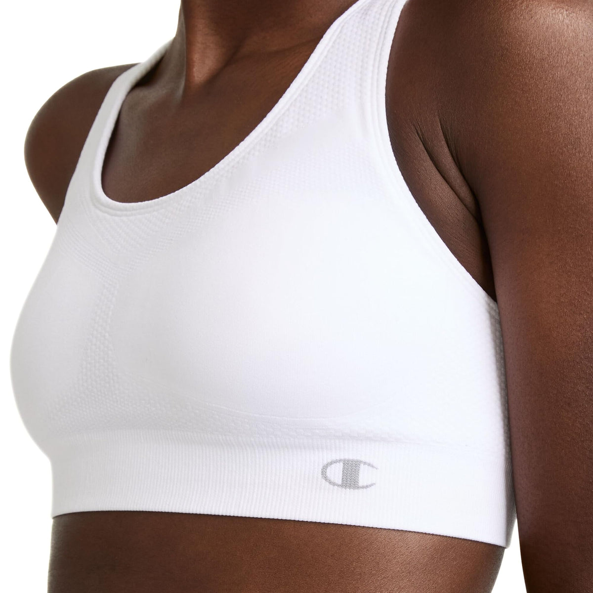 Champion Women's The Infinity Racerback Sports Bra, Moderate Support, Seamless, Moisture Wicking, White, Small