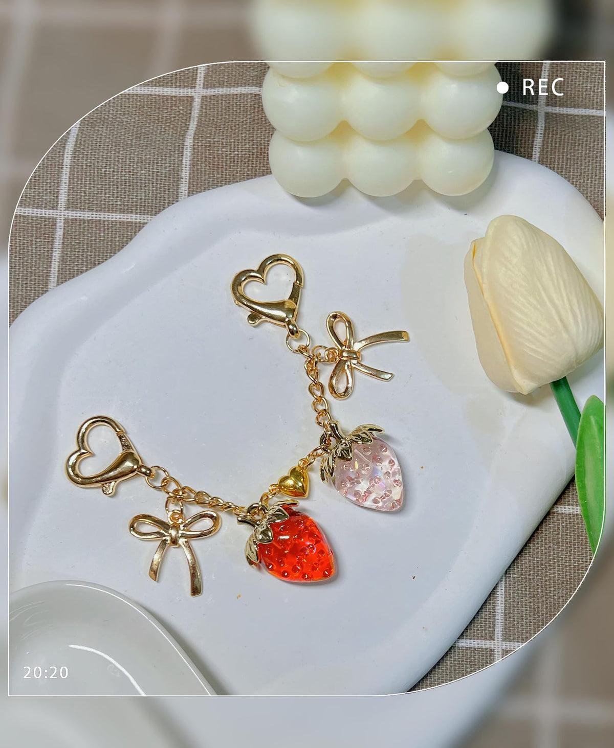 LAEKOU Strawberry Charm for Purse or Backpack